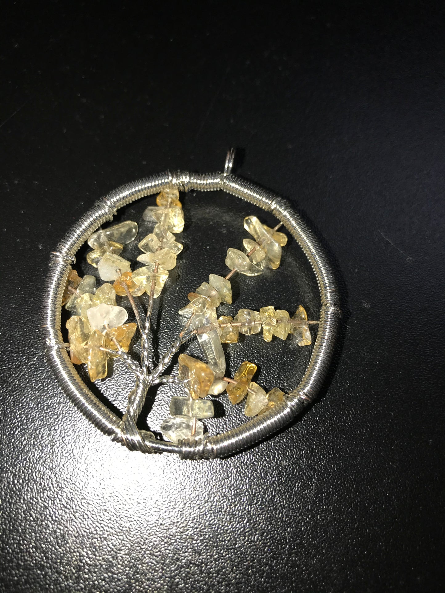2 1/8" Natural Citrine Gemstone Tree Of Life Wire Wrap Pendant
