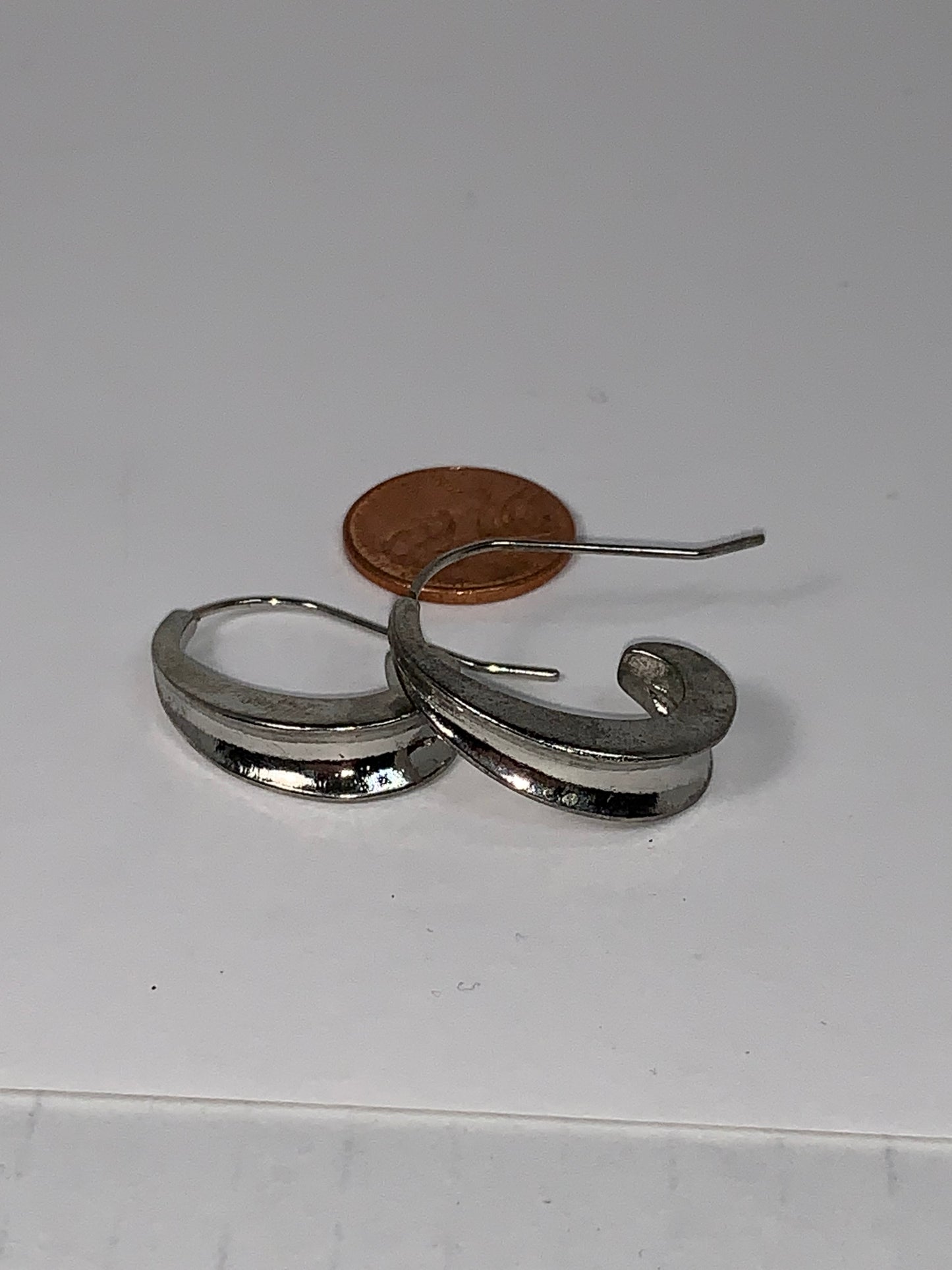 Silver Tone J-shaped Costume Earrings