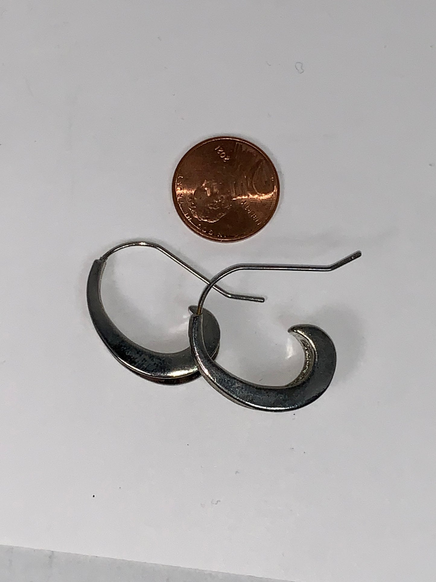 Silver Tone J-shaped Costume Earrings