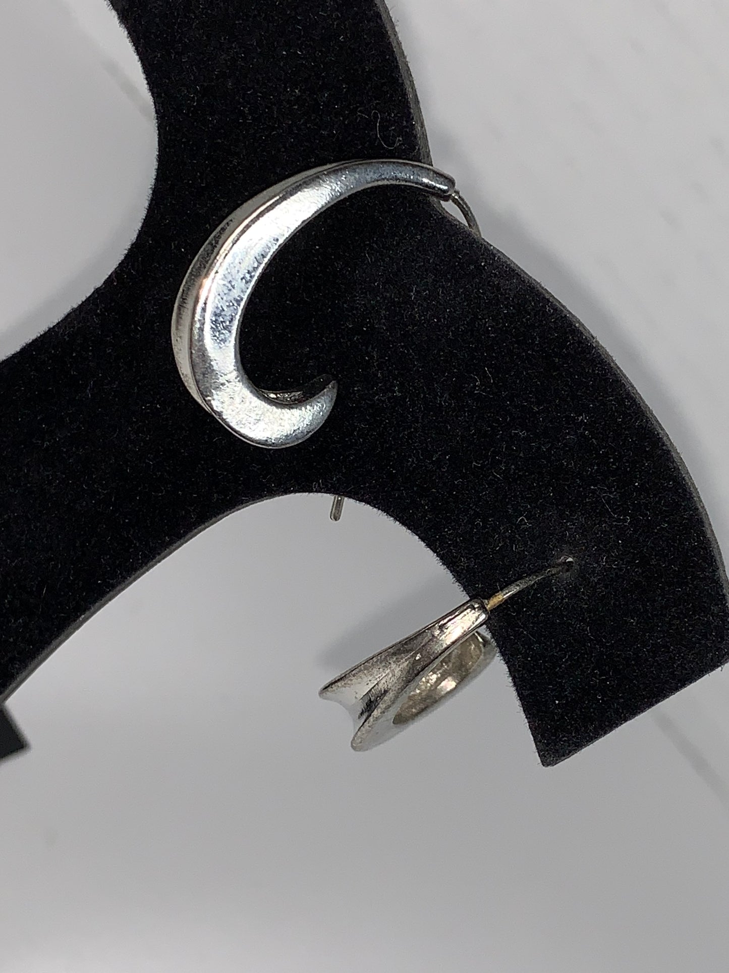 Silver Tone J-shaped Costume Earrings