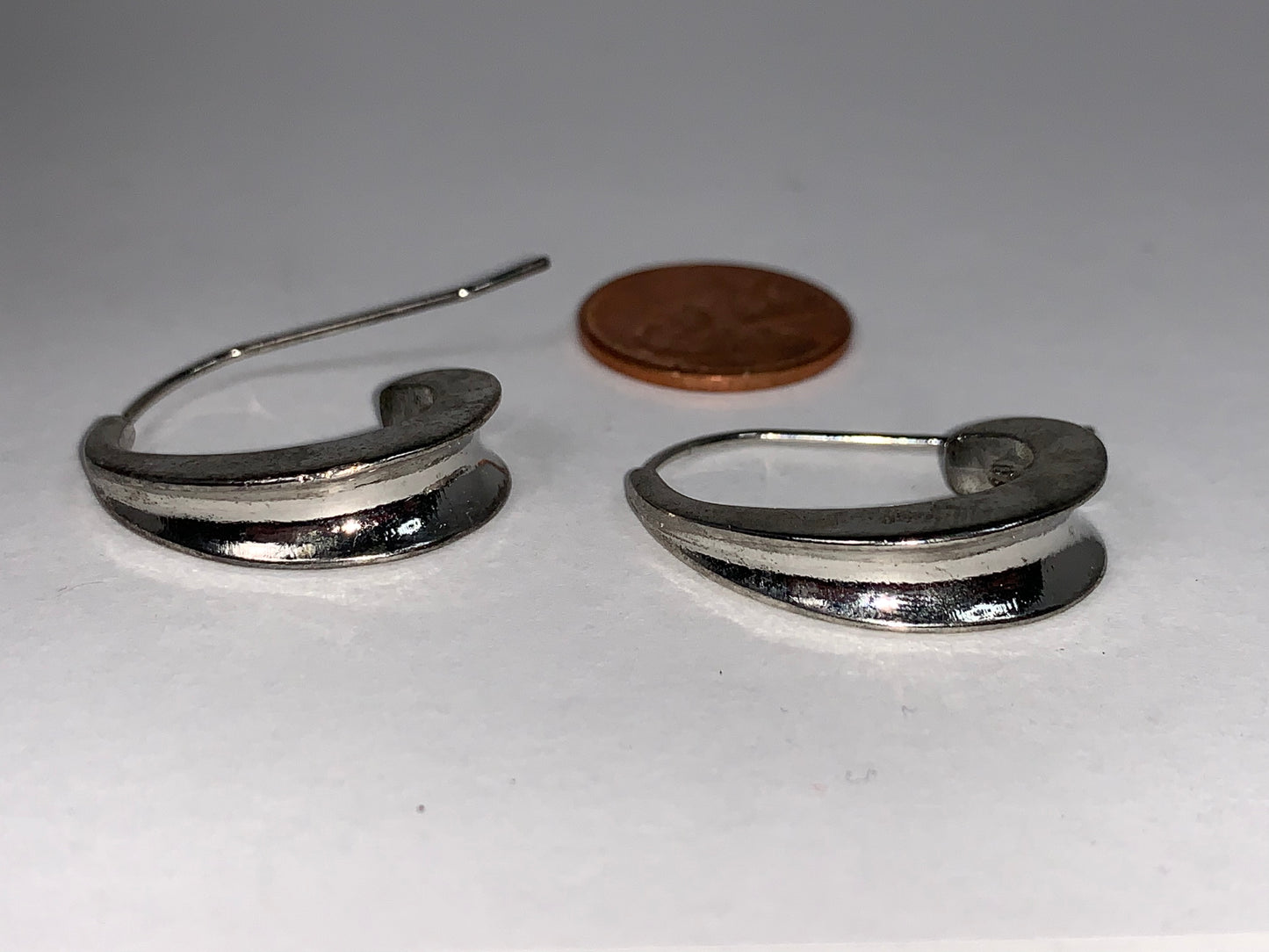 Silver Tone J-shaped Costume Earrings