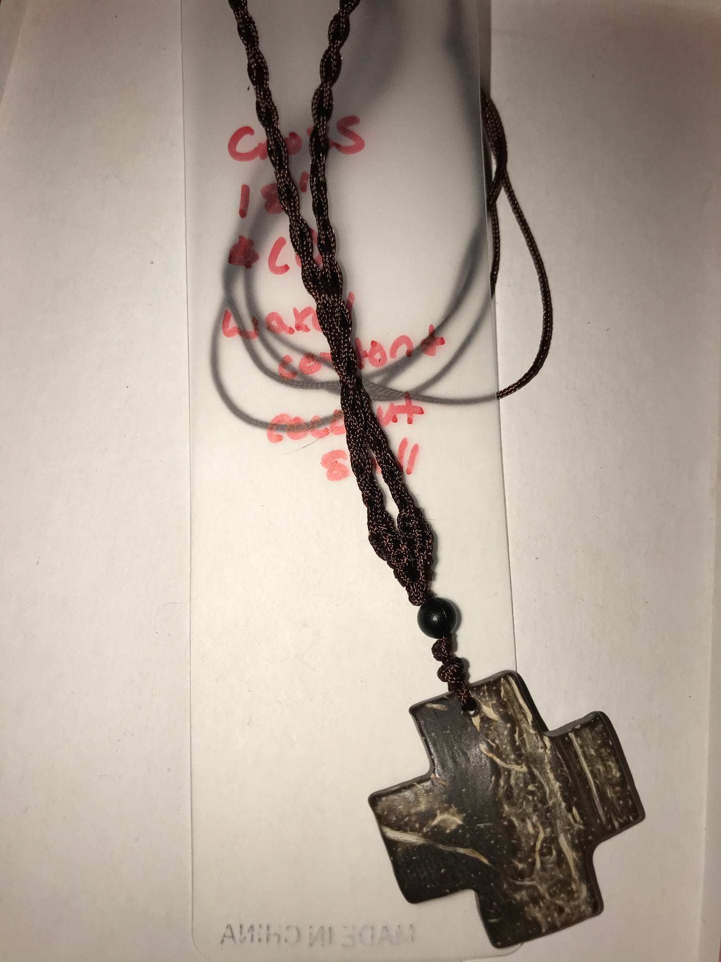 18" Adjustable Cotton and Coconut Shell Necklaces