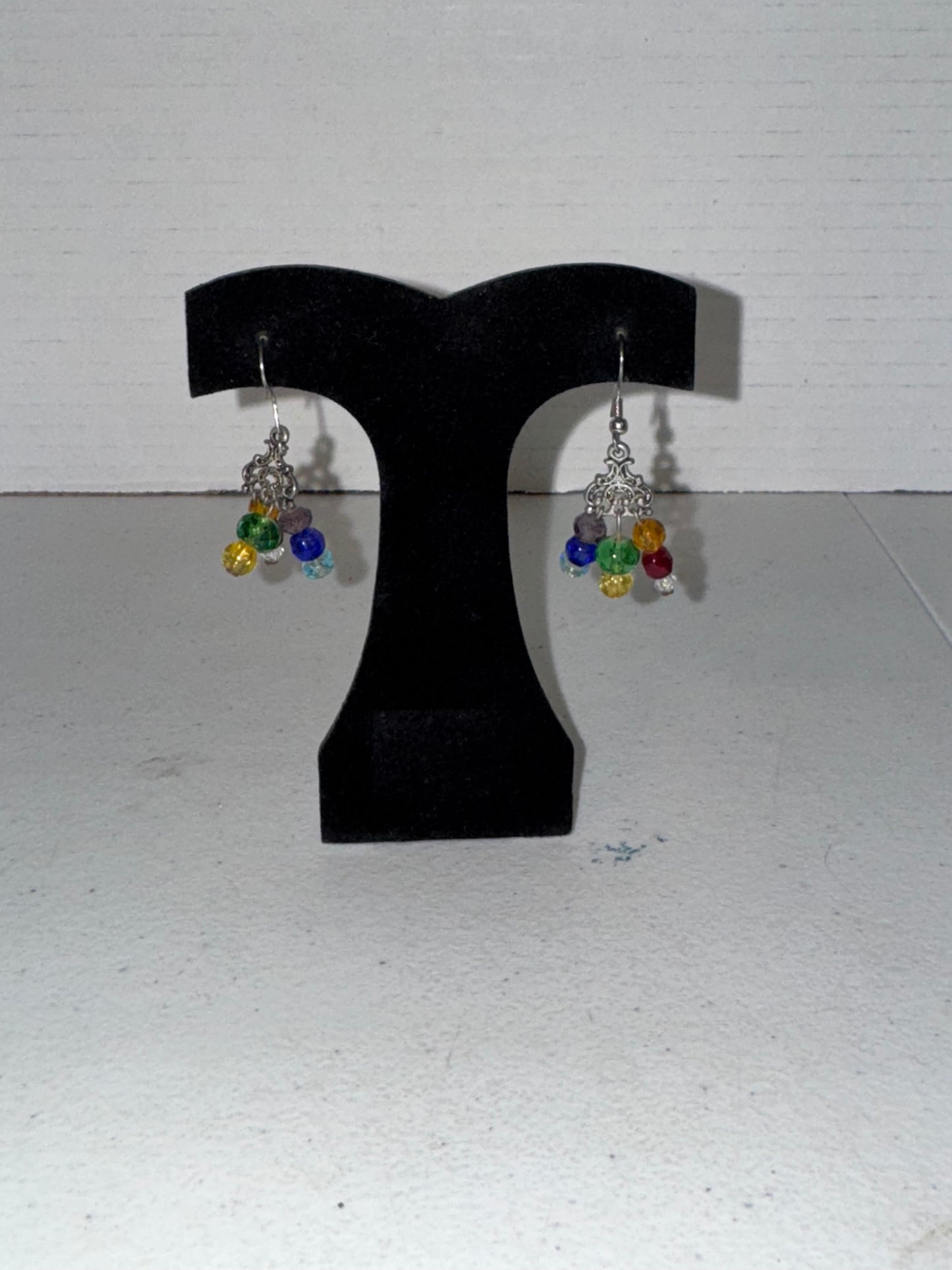 Chakra Triangle Czech Glass Dangle Earrings