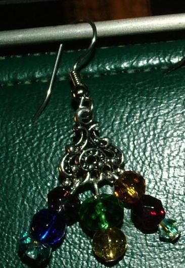 Chakra Triangle Czech Glass Dangle Earrings