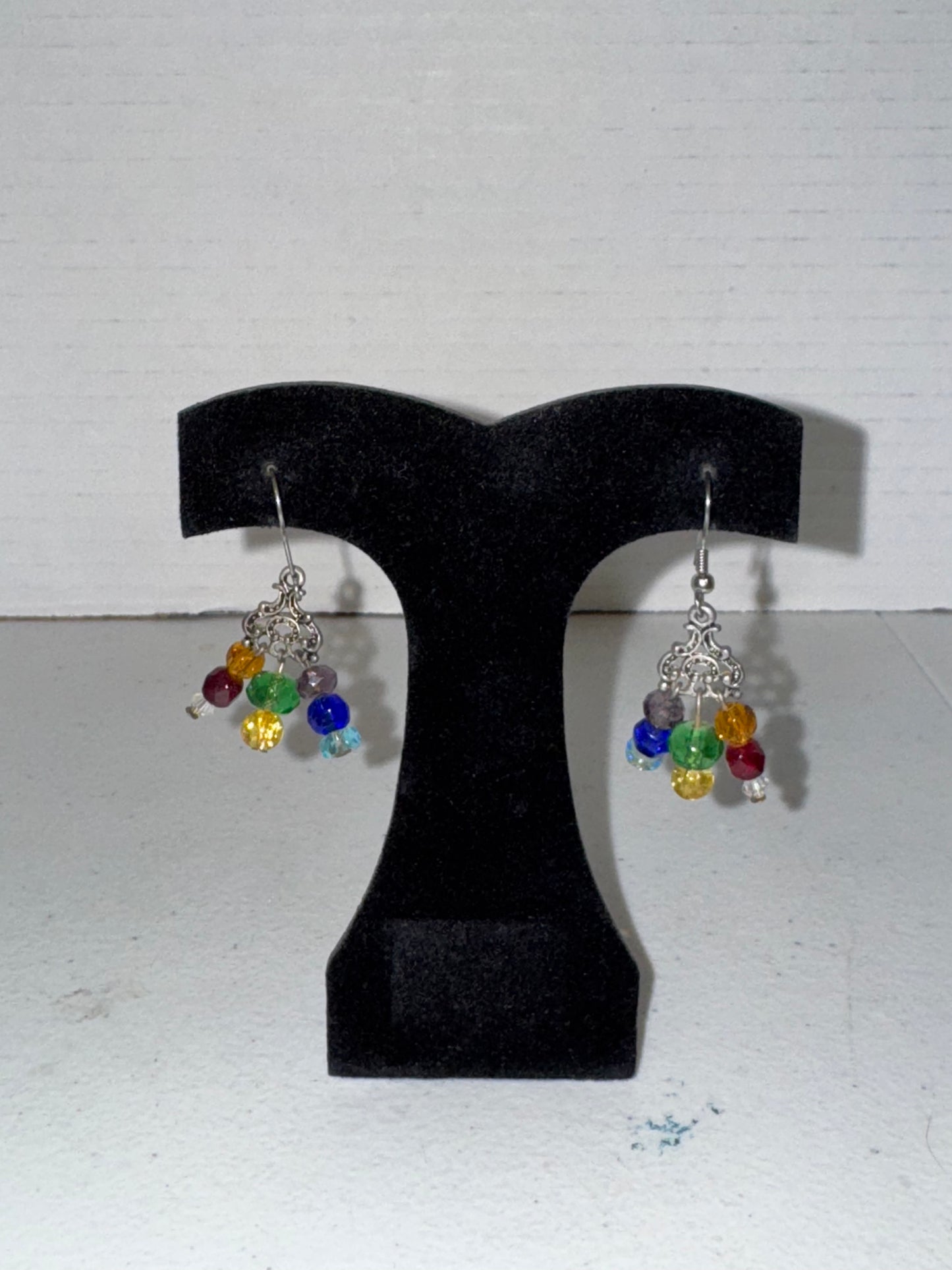 Chakra Triangle Czech Glass Dangle Earrings