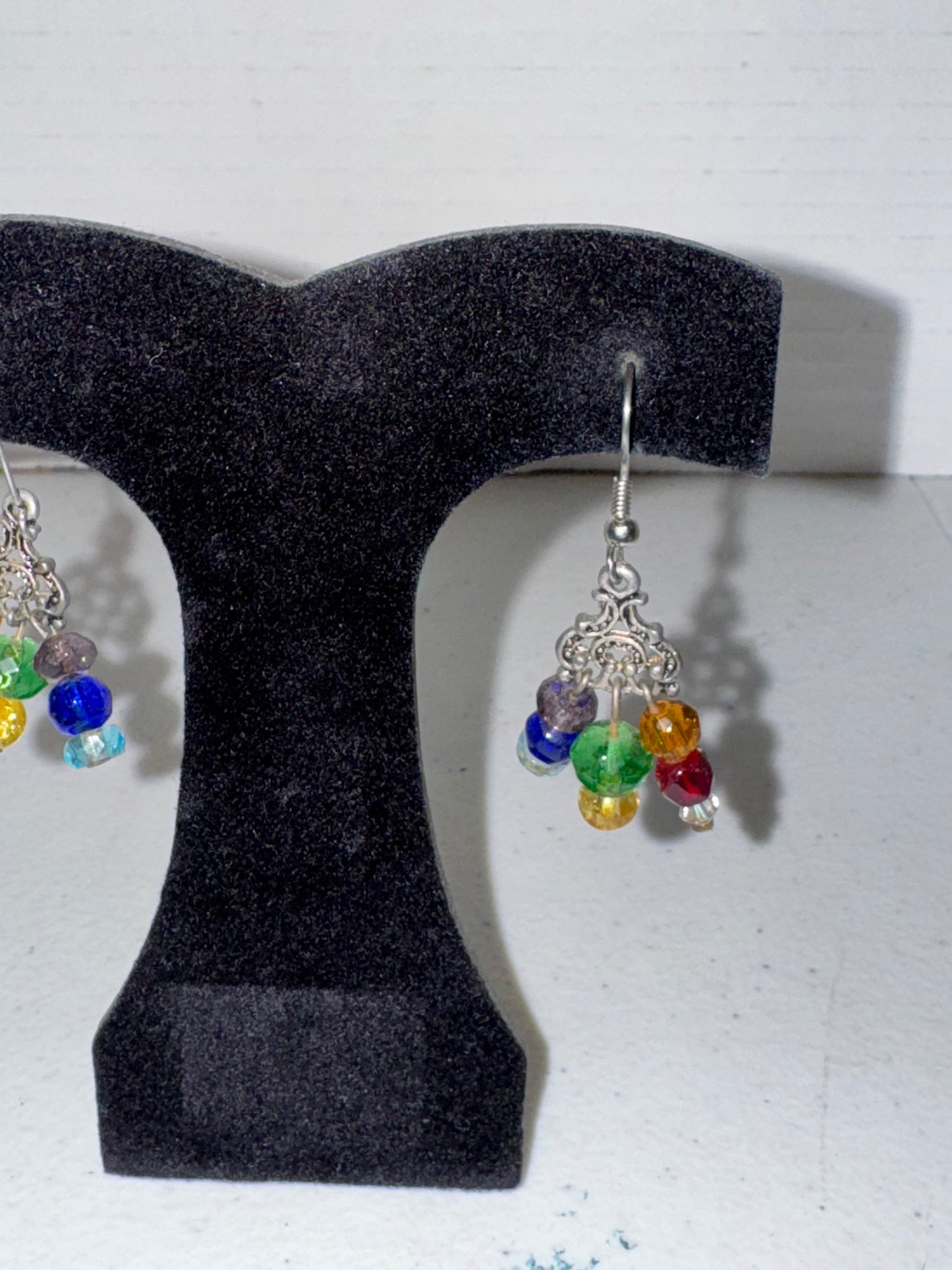 Chakra Triangle Czech Glass Dangle Earrings