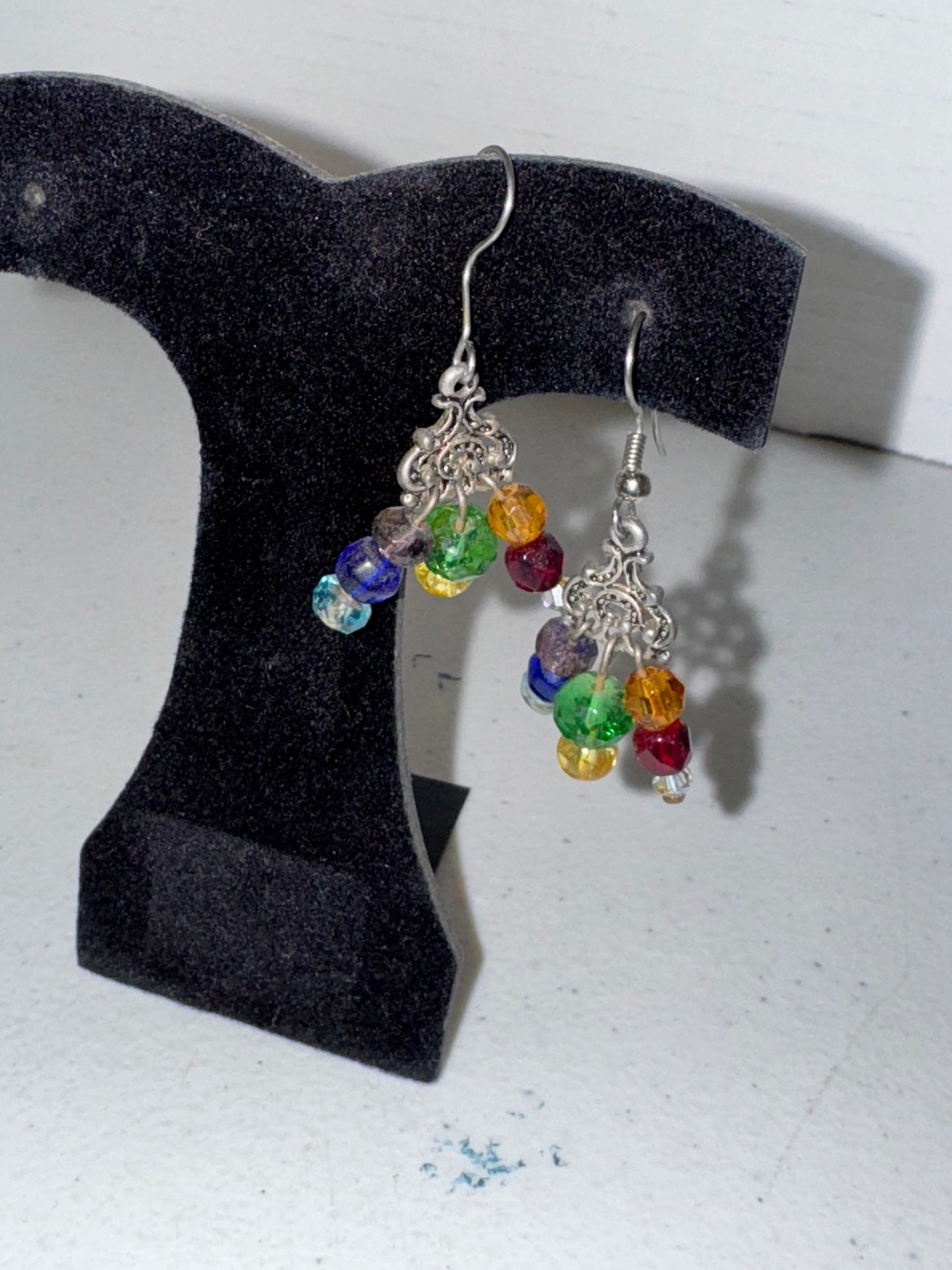 Chakra Triangle Czech Glass Dangle Earrings