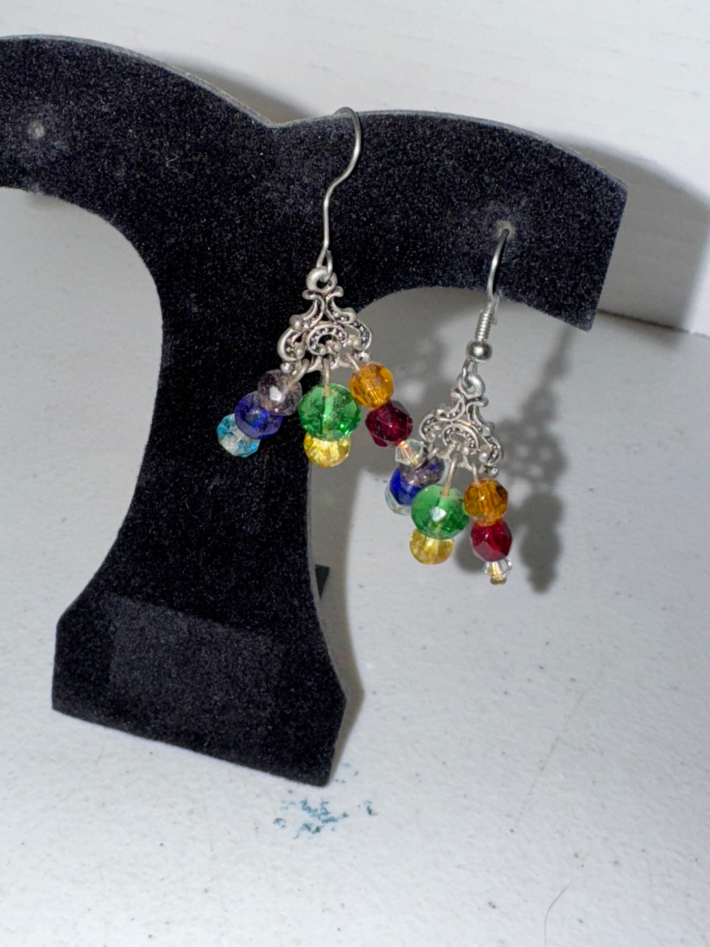 Chakra Triangle Czech Glass Dangle Earrings