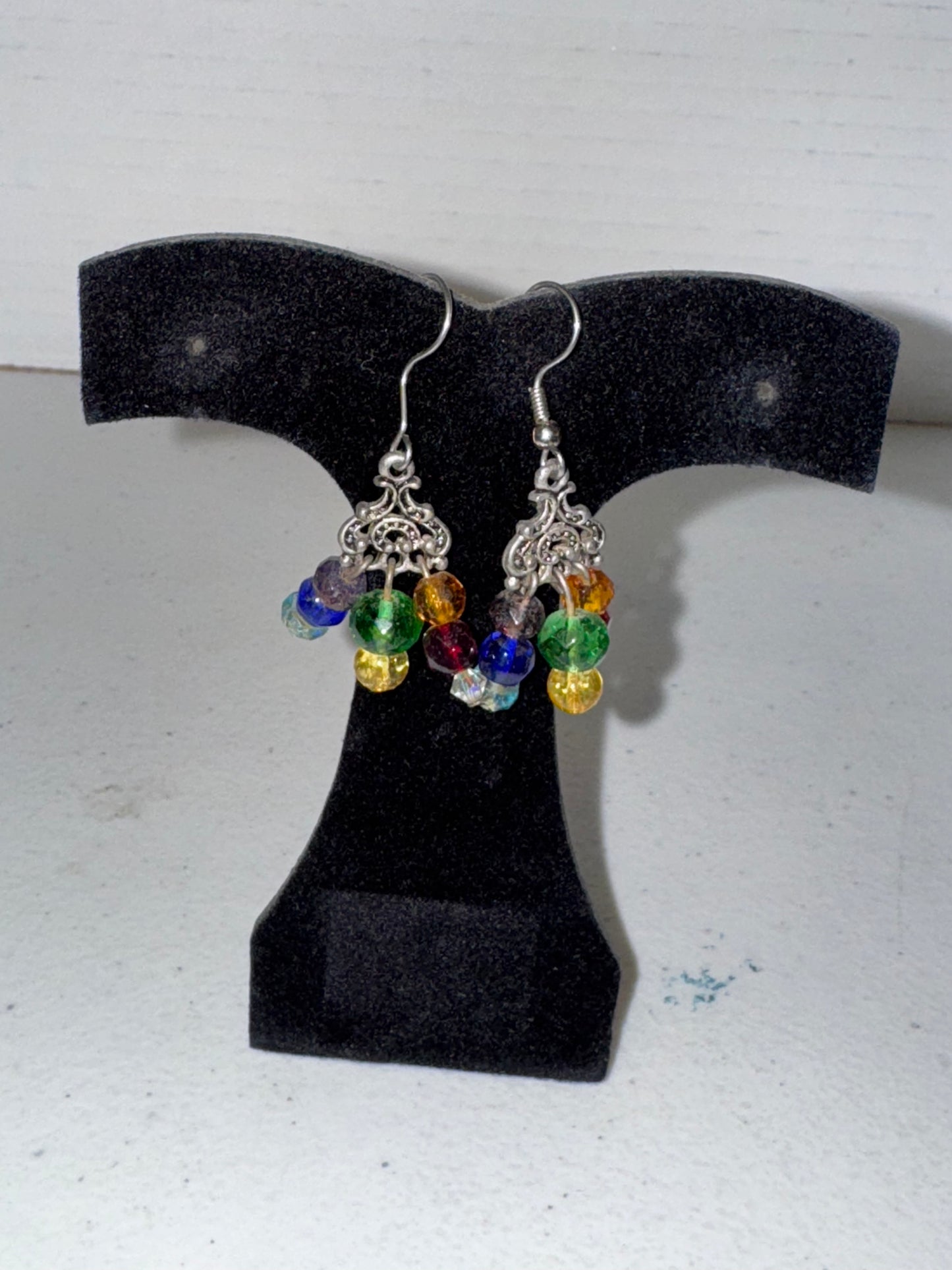 Chakra Triangle Czech Glass Dangle Earrings