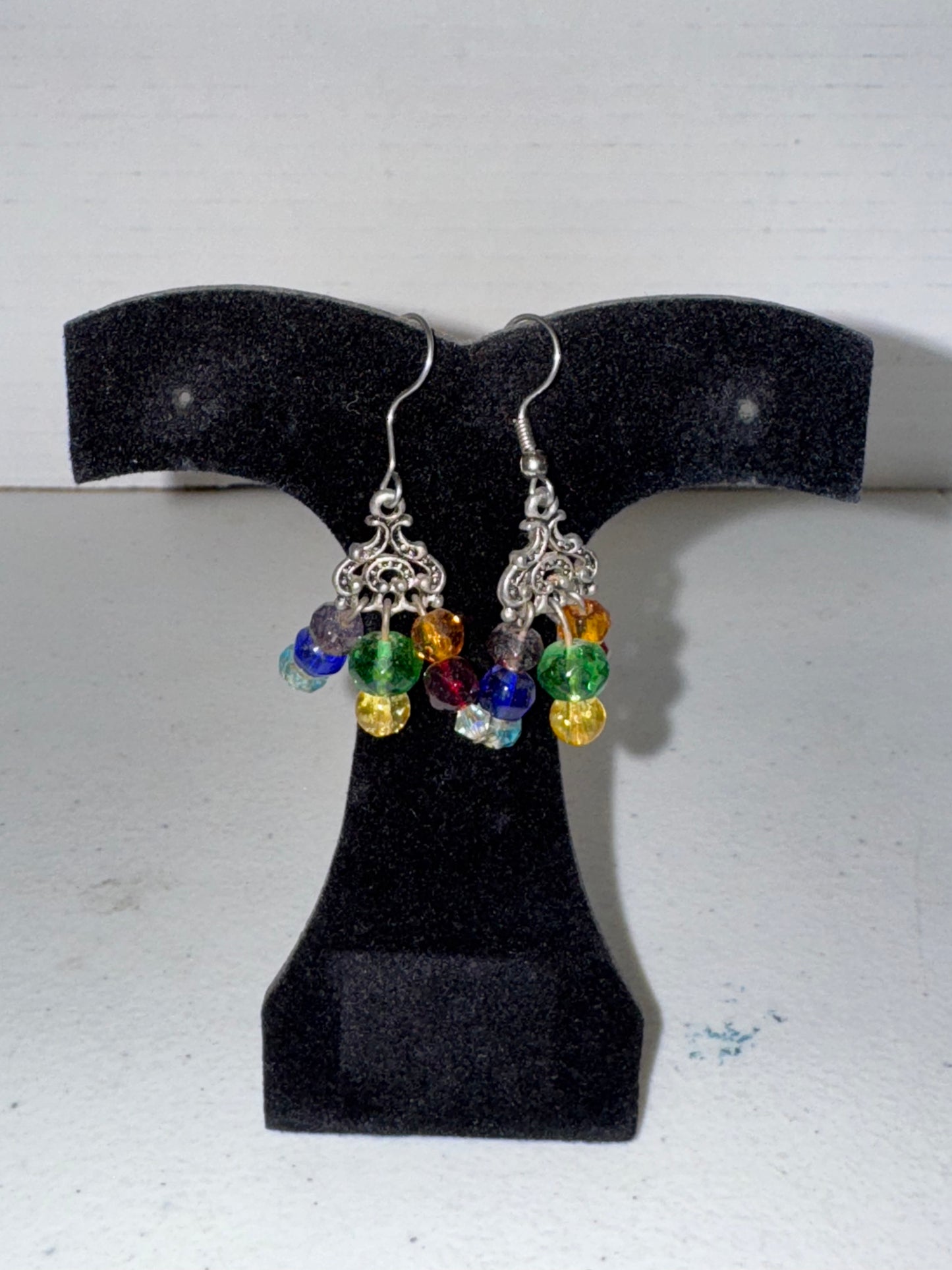 Chakra Triangle Czech Glass Dangle Earrings