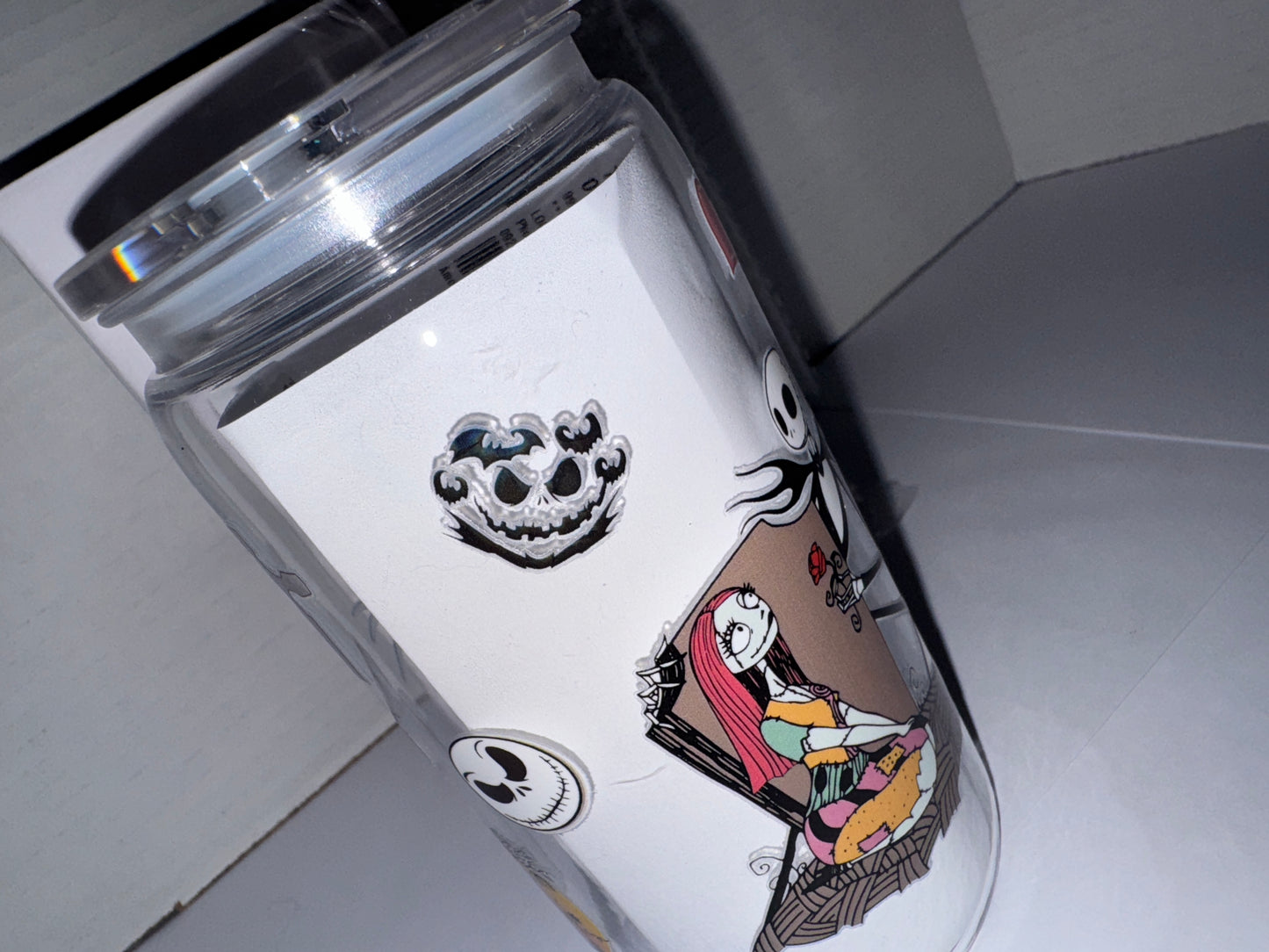 Halloween Wedding Themed 16 Oz Plastic Cup With Love Hearts, damaged