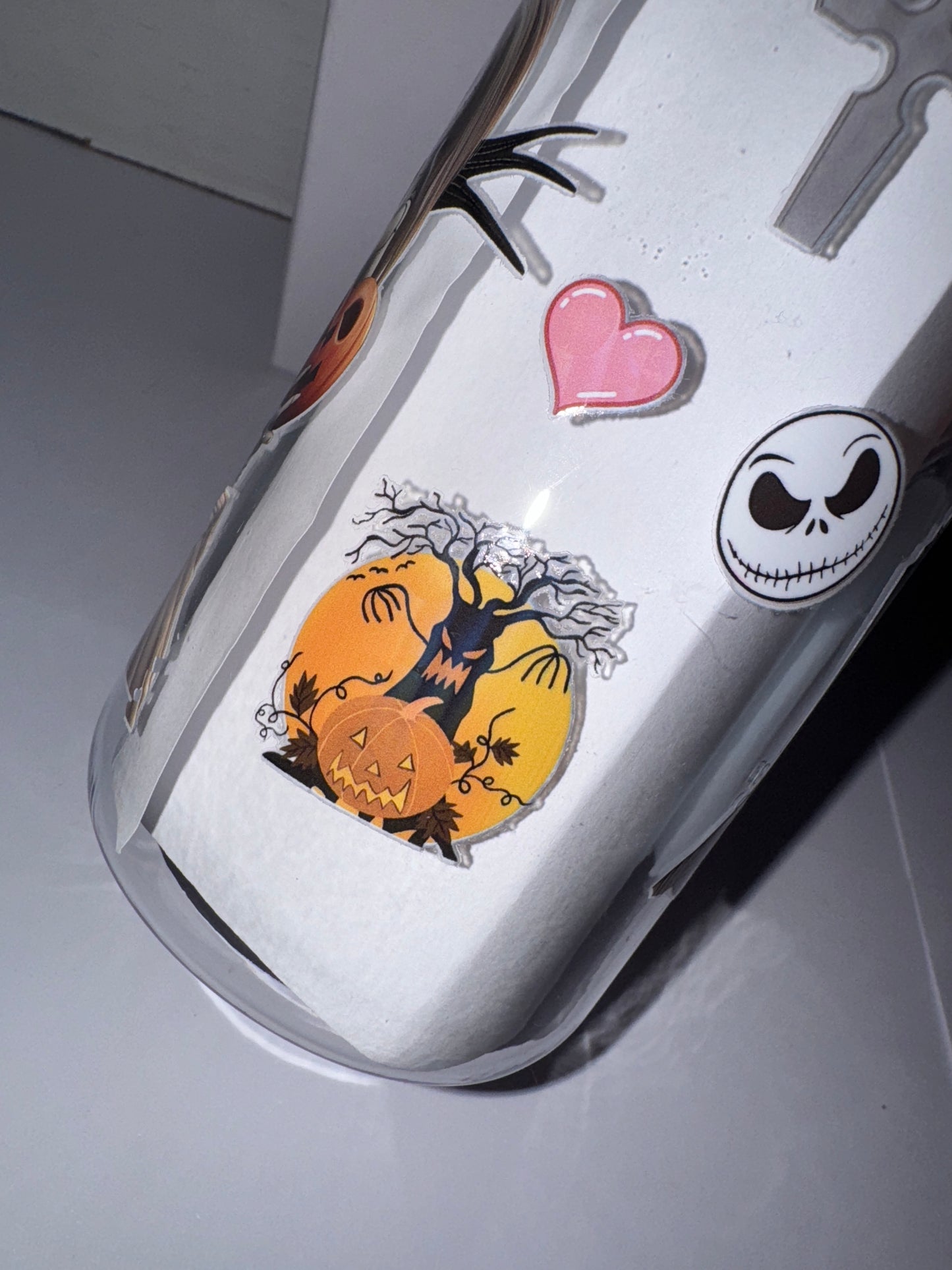 Halloween Wedding Themed 16 Oz Plastic Cup With Love Hearts, damaged