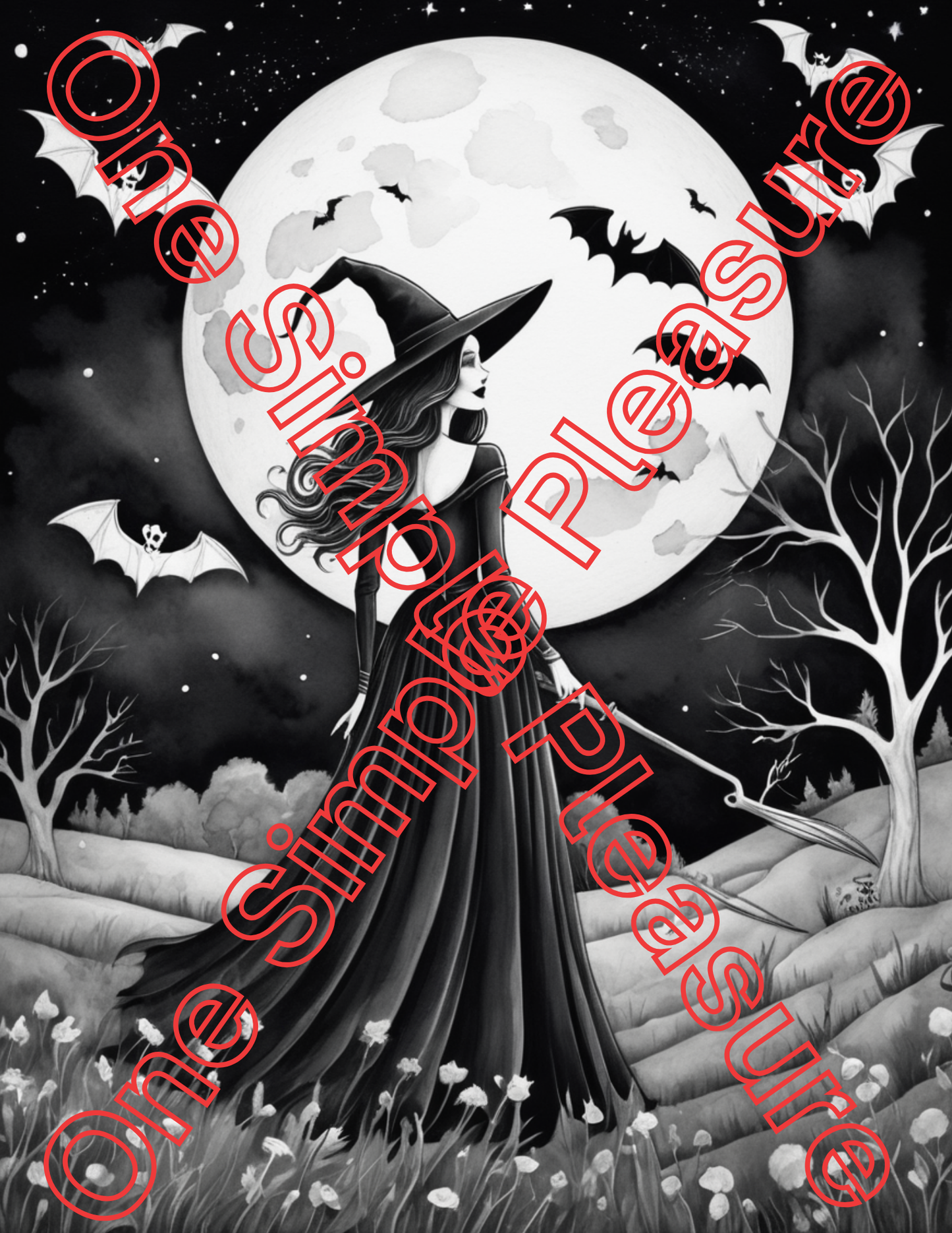 Witch and Halloween Coloring Pages, 33 pages