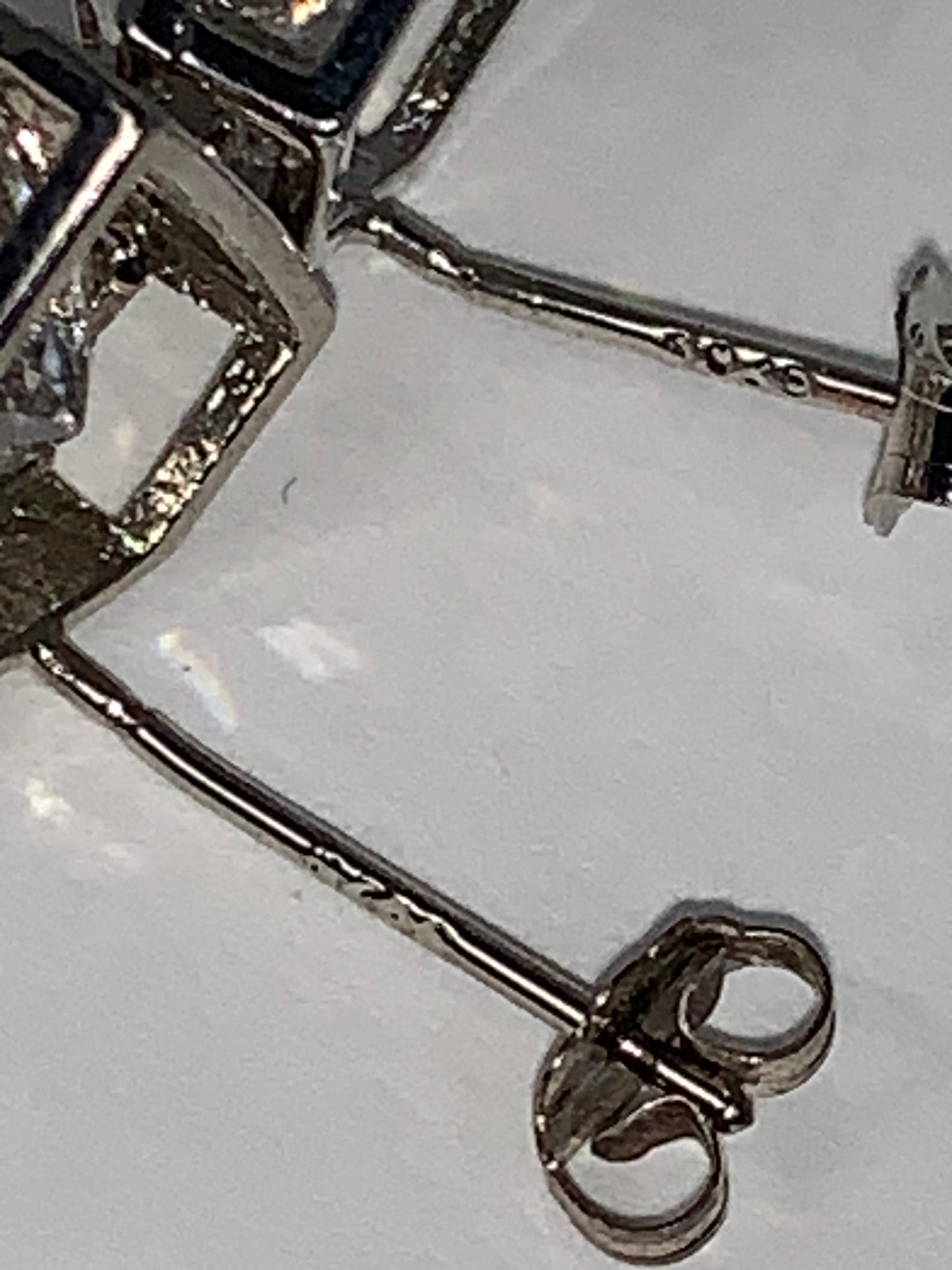 Silver Diamond Shaped Rhinestone Stud Earrings