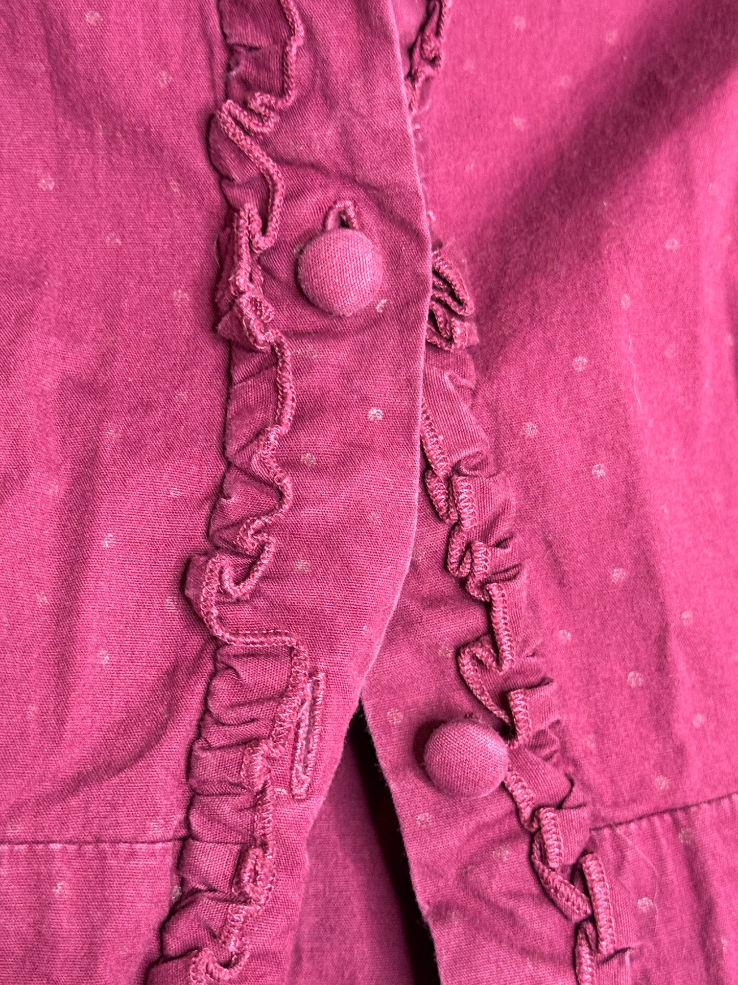 Dolled Up Maroon Button Up Polka Dot Shirt, Size Small, Y2K