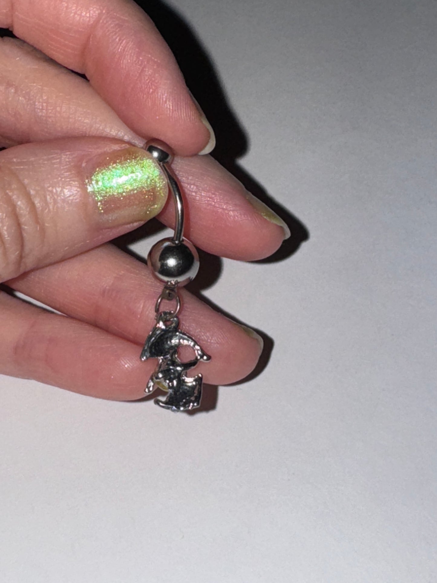 Clear Rhinestone Dolphin Dangle Belly Ring