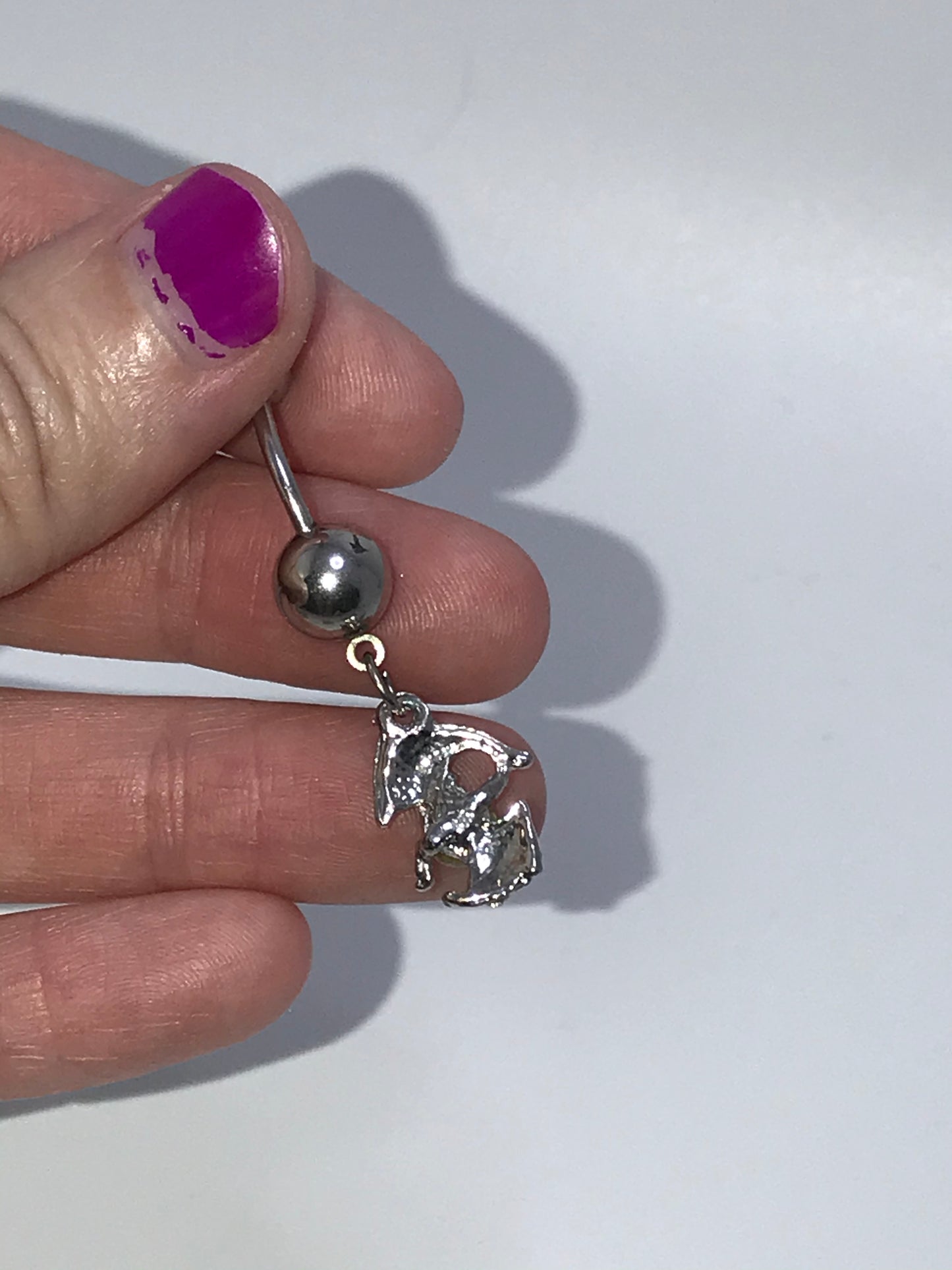 Clear Rhinestone Dolphin Dangle Belly Ring