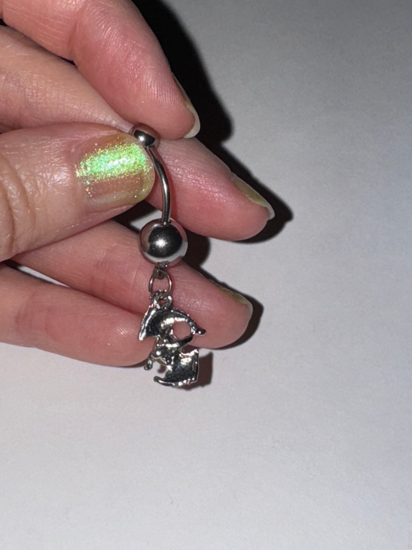 Clear Rhinestone Dolphin Dangle Belly Ring