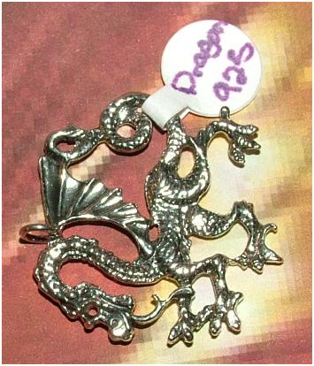 Sterling Silver Asian Dragon Pendant