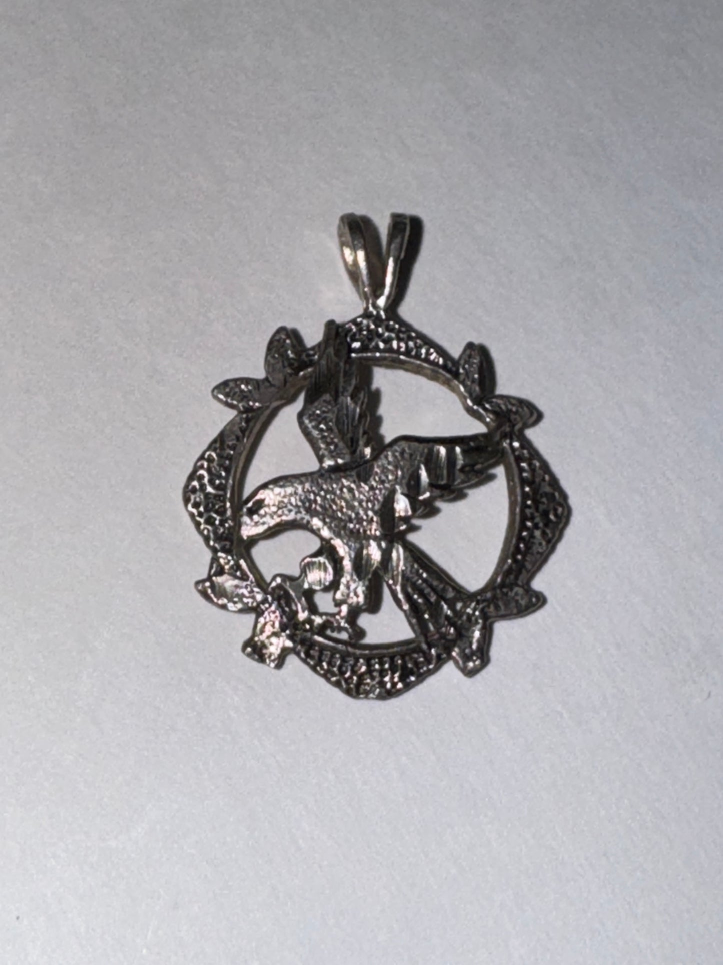 Sterling Silver Eagle Pendant, encircled