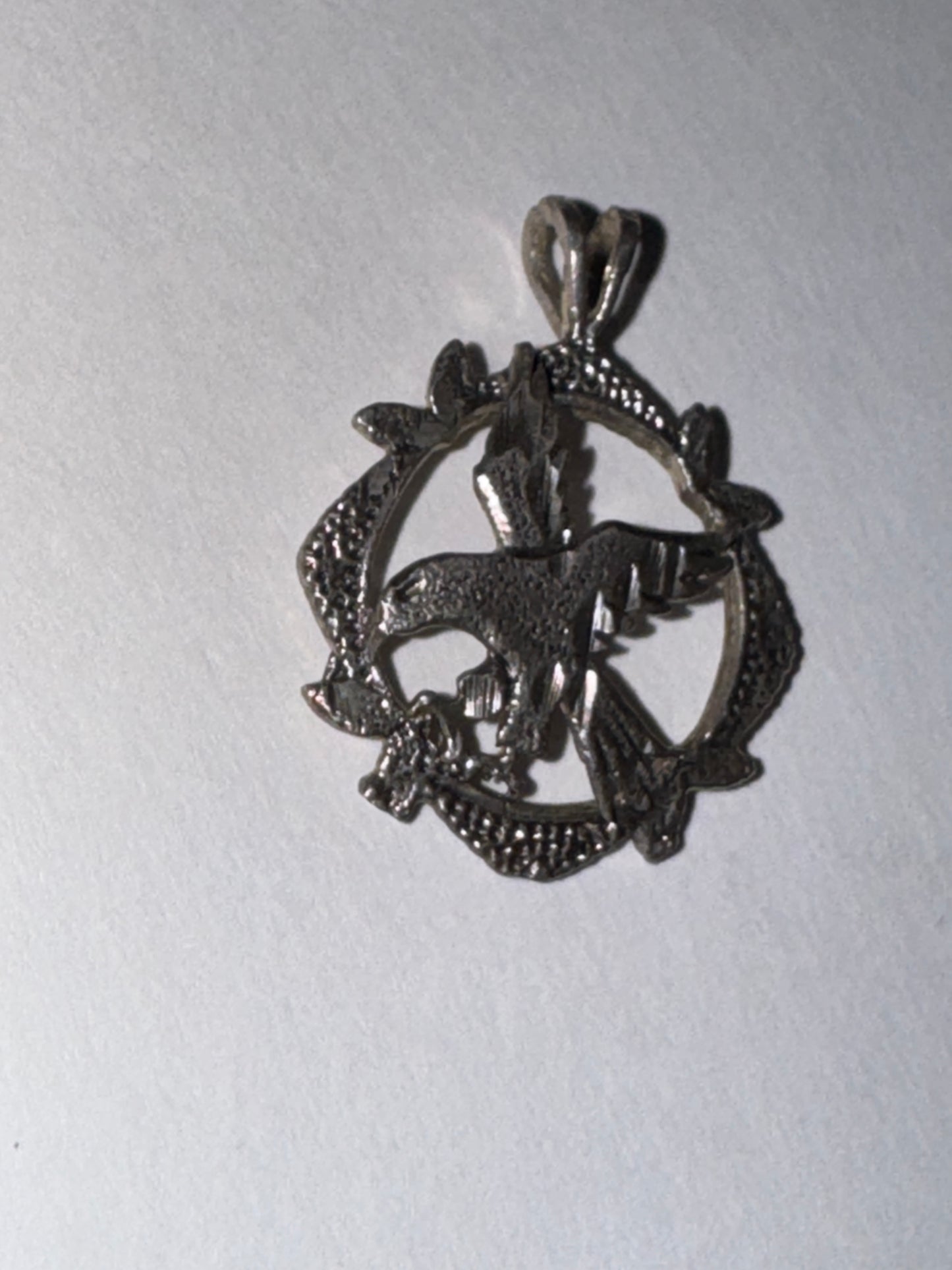 Sterling Silver Eagle Pendant, encircled