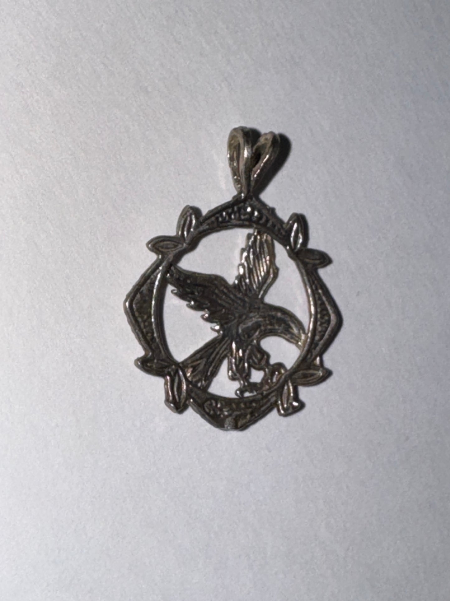 Sterling Silver Eagle Pendant, encircled