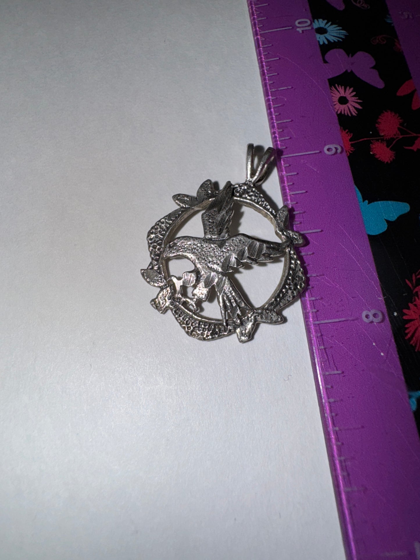 Sterling Silver Eagle Pendant, encircled