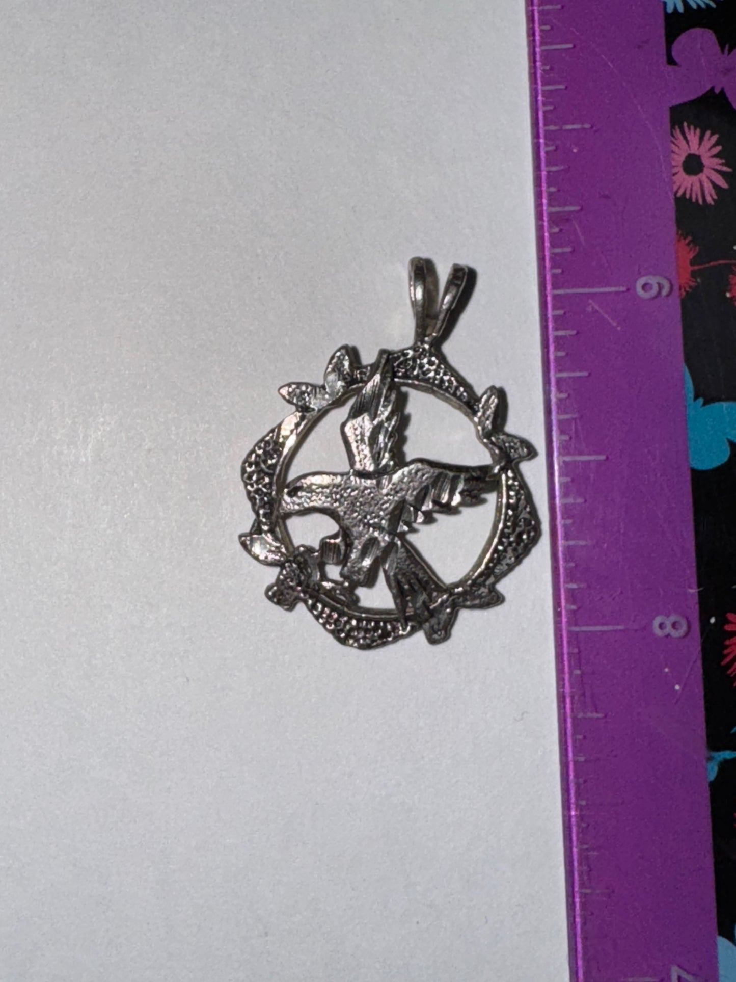 Sterling Silver Eagle Pendant, encircled