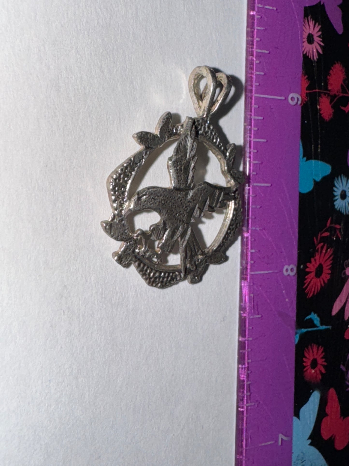 Sterling Silver Eagle Pendant, encircled