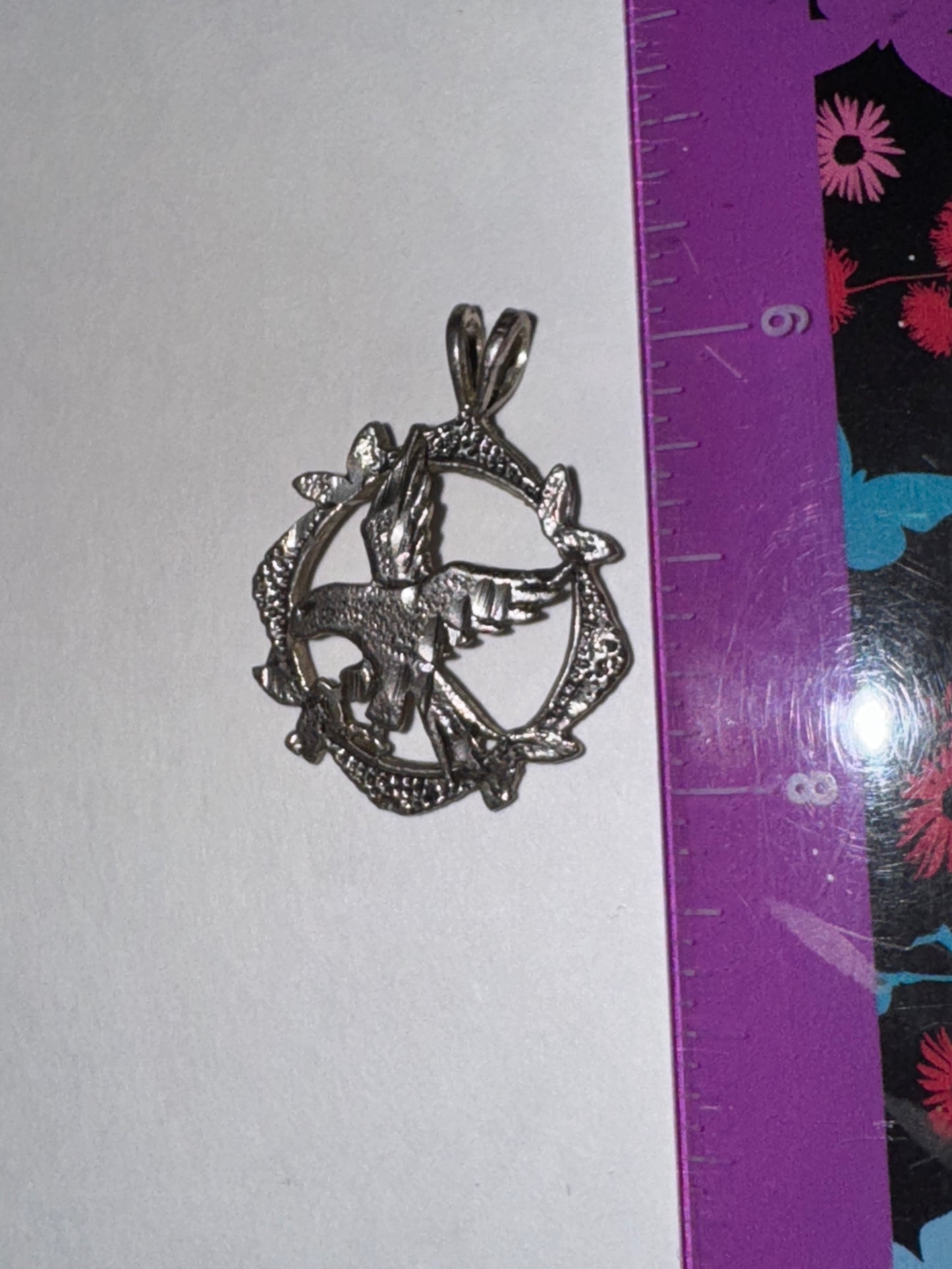 Sterling Silver Eagle Pendant, encircled