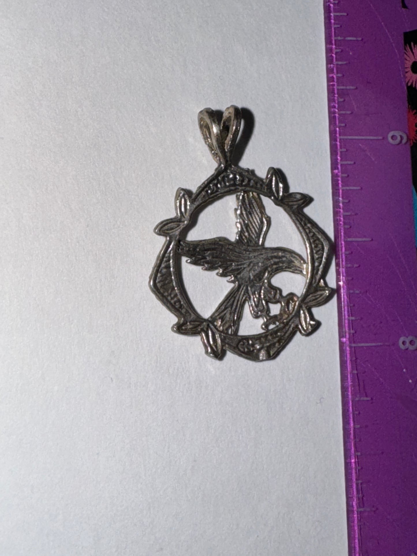 Sterling Silver Eagle Pendant, encircled