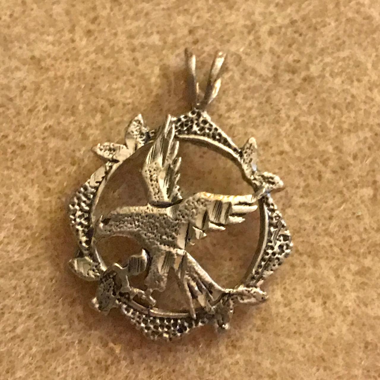 Sterling Silver Eagle Pendant, encircled