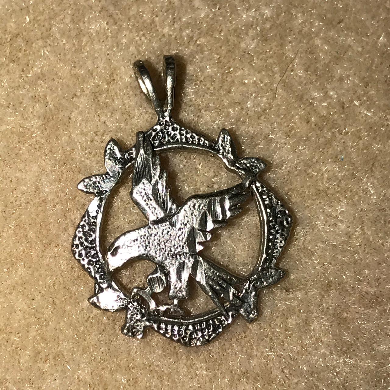 Sterling Silver Eagle Pendant, encircled