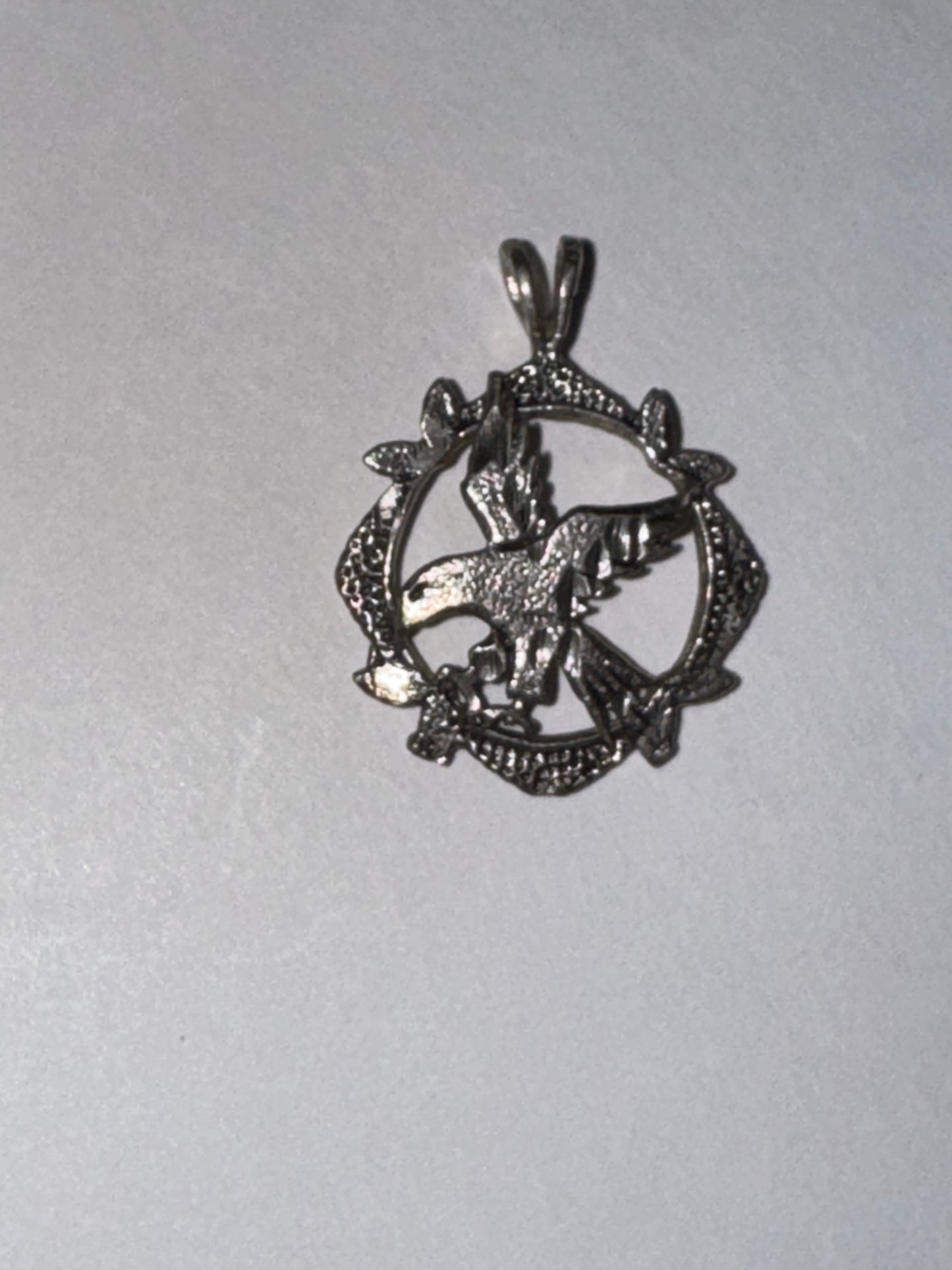 Sterling Silver Eagle Pendant, encircled