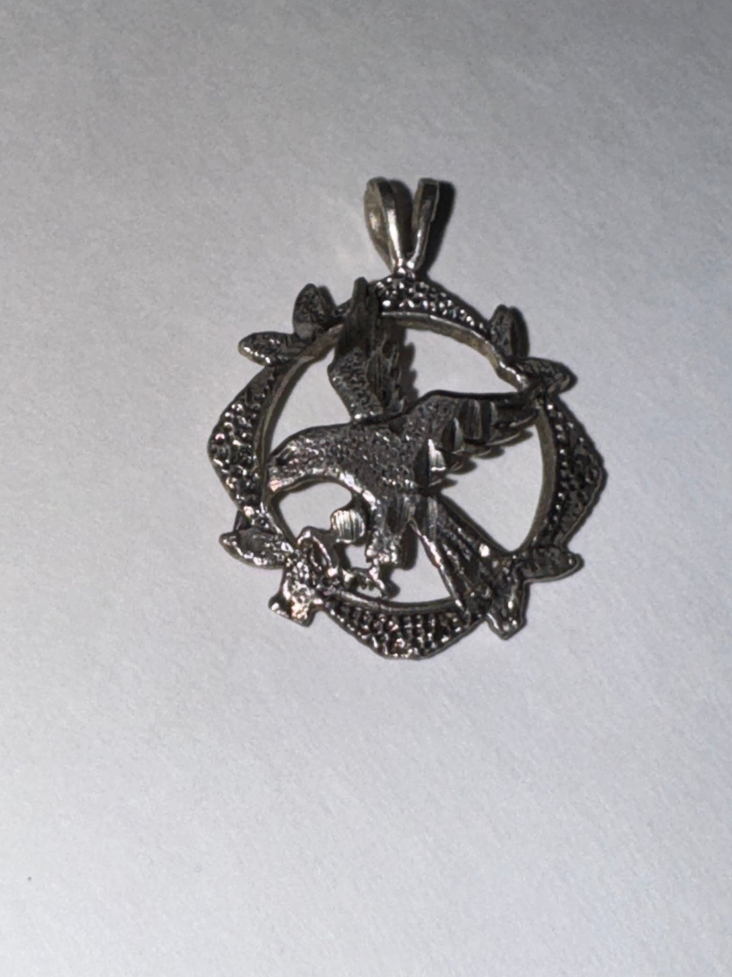 Sterling Silver Eagle Pendant, encircled