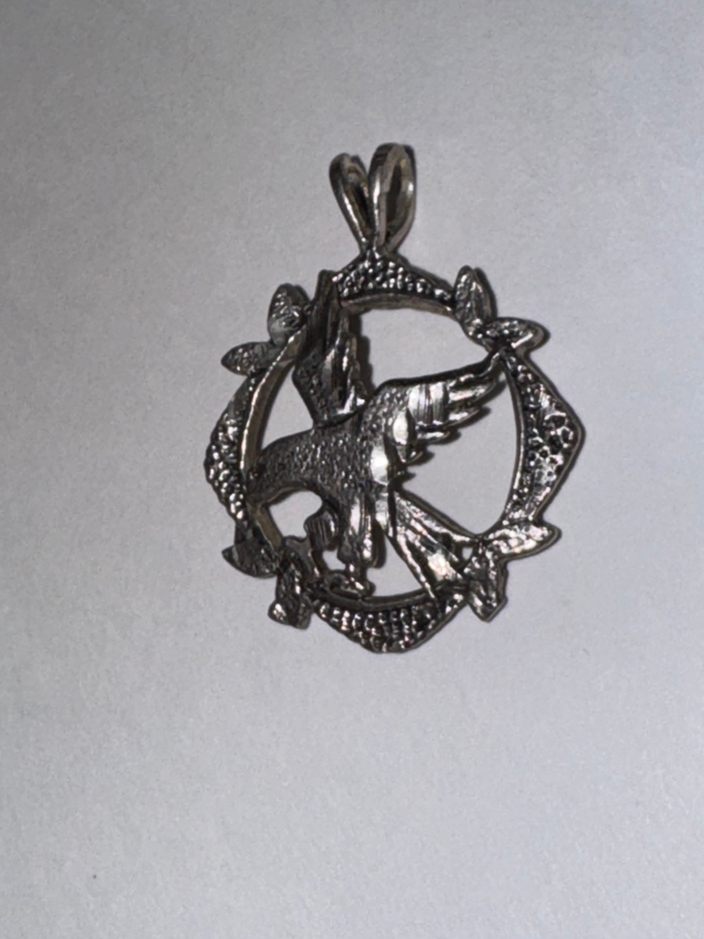 Sterling Silver Eagle Pendant, encircled