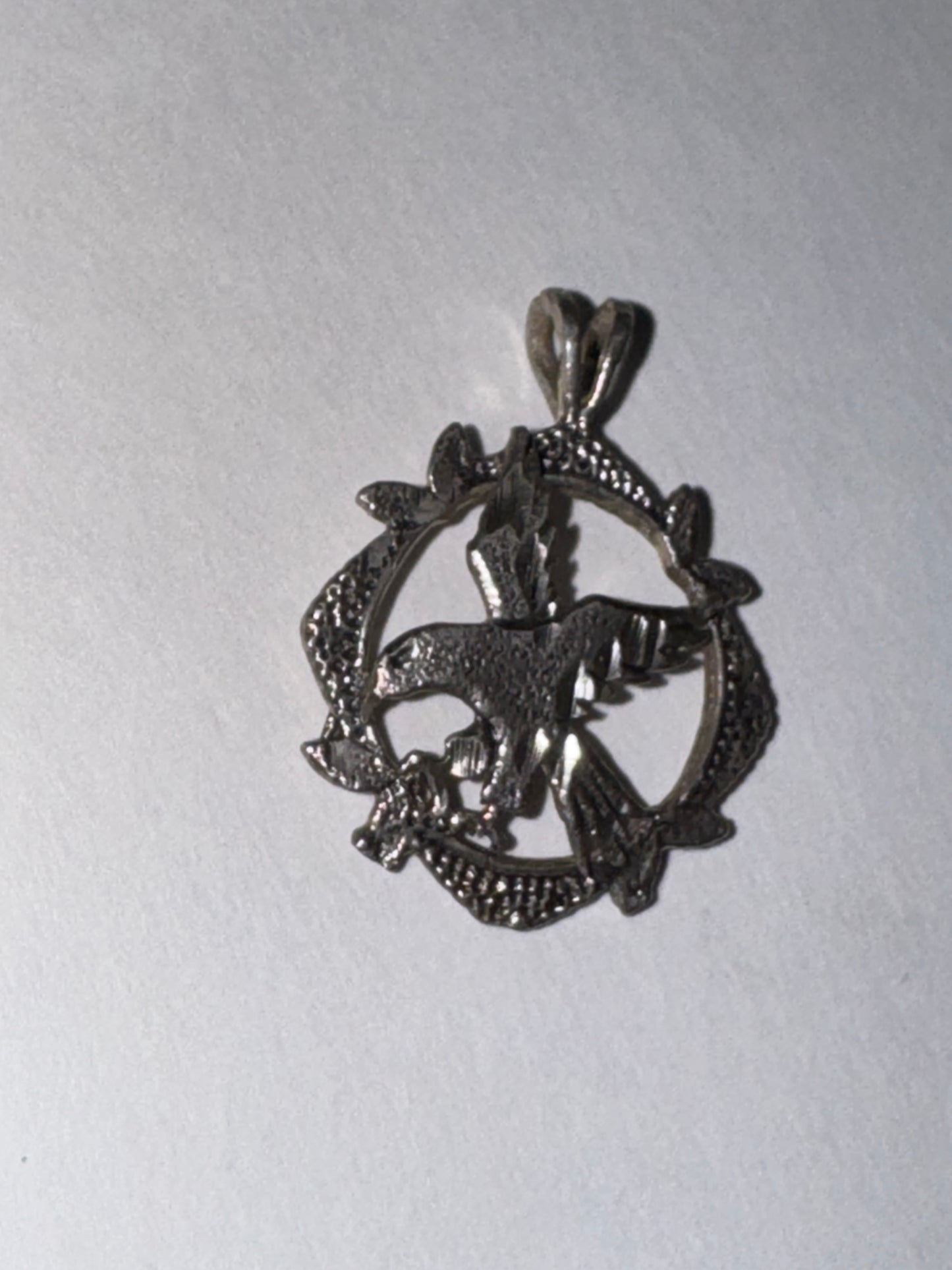 Sterling Silver Eagle Pendant, encircled