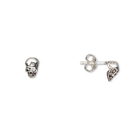 Tiny Sterling Silver Skull Post Earrings