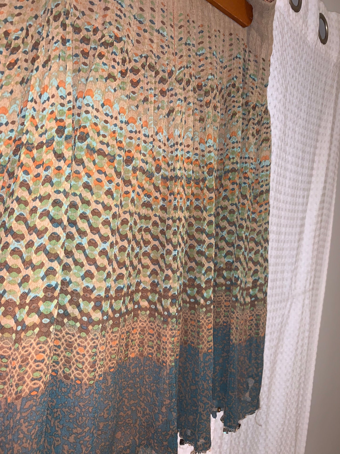 Elie Tahari Midi Boho Green and Brown Skirt
