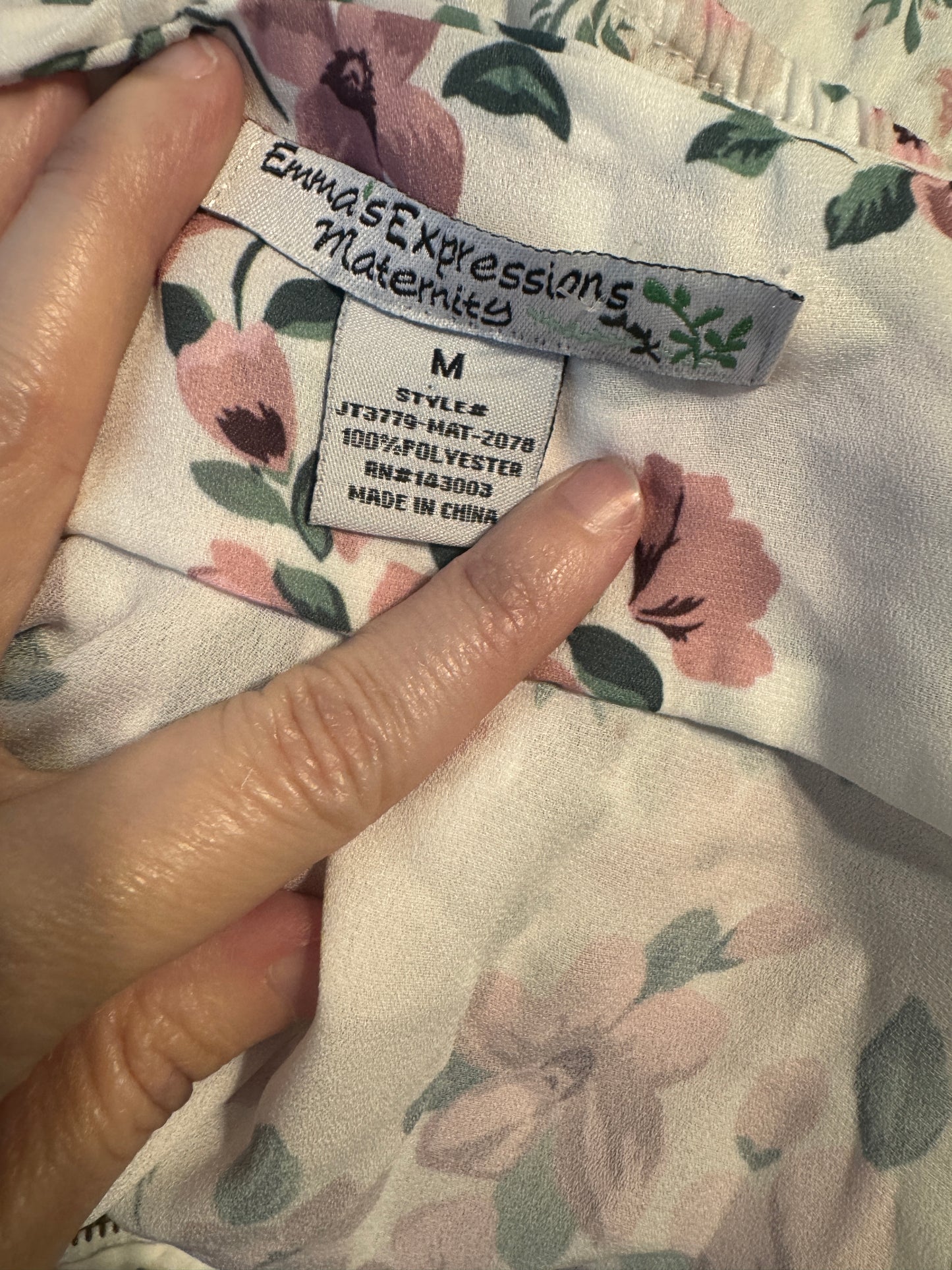 Emma's Expressions Maternity Floral Shirt, Size Medium