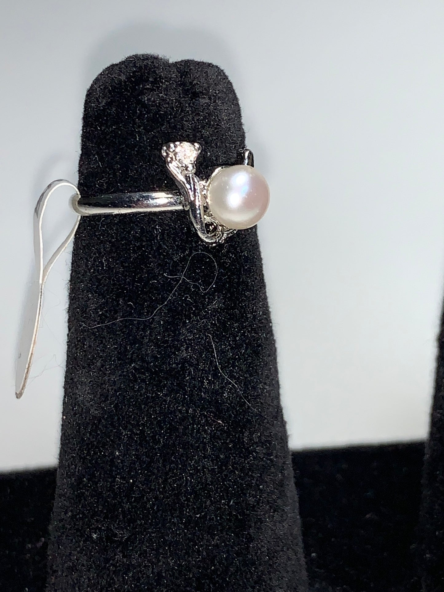 Faux Pearl and CZ SLP ring, size 7, Sizeable