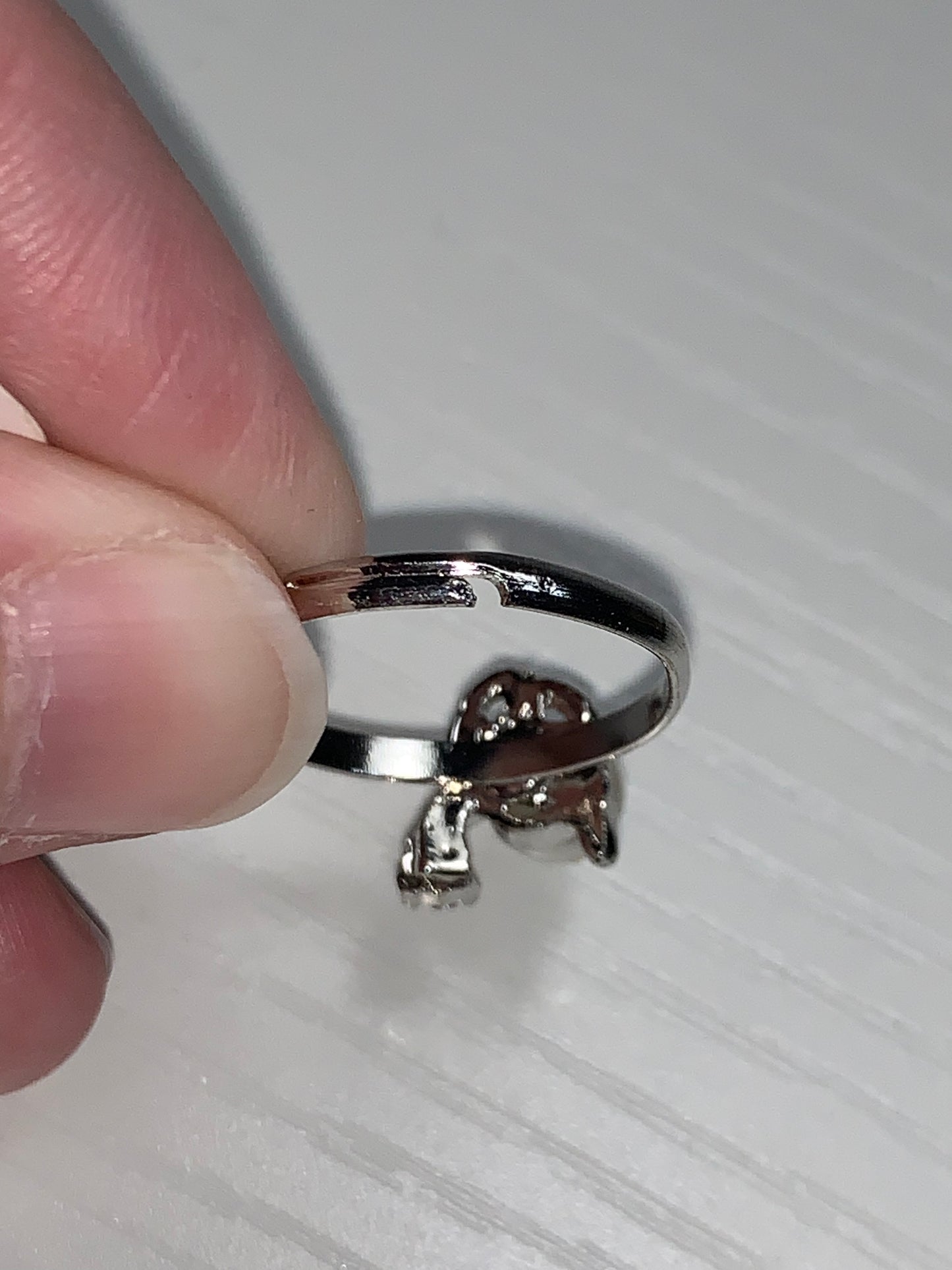 Faux Pearl and CZ SLP ring, size 7, Sizeable