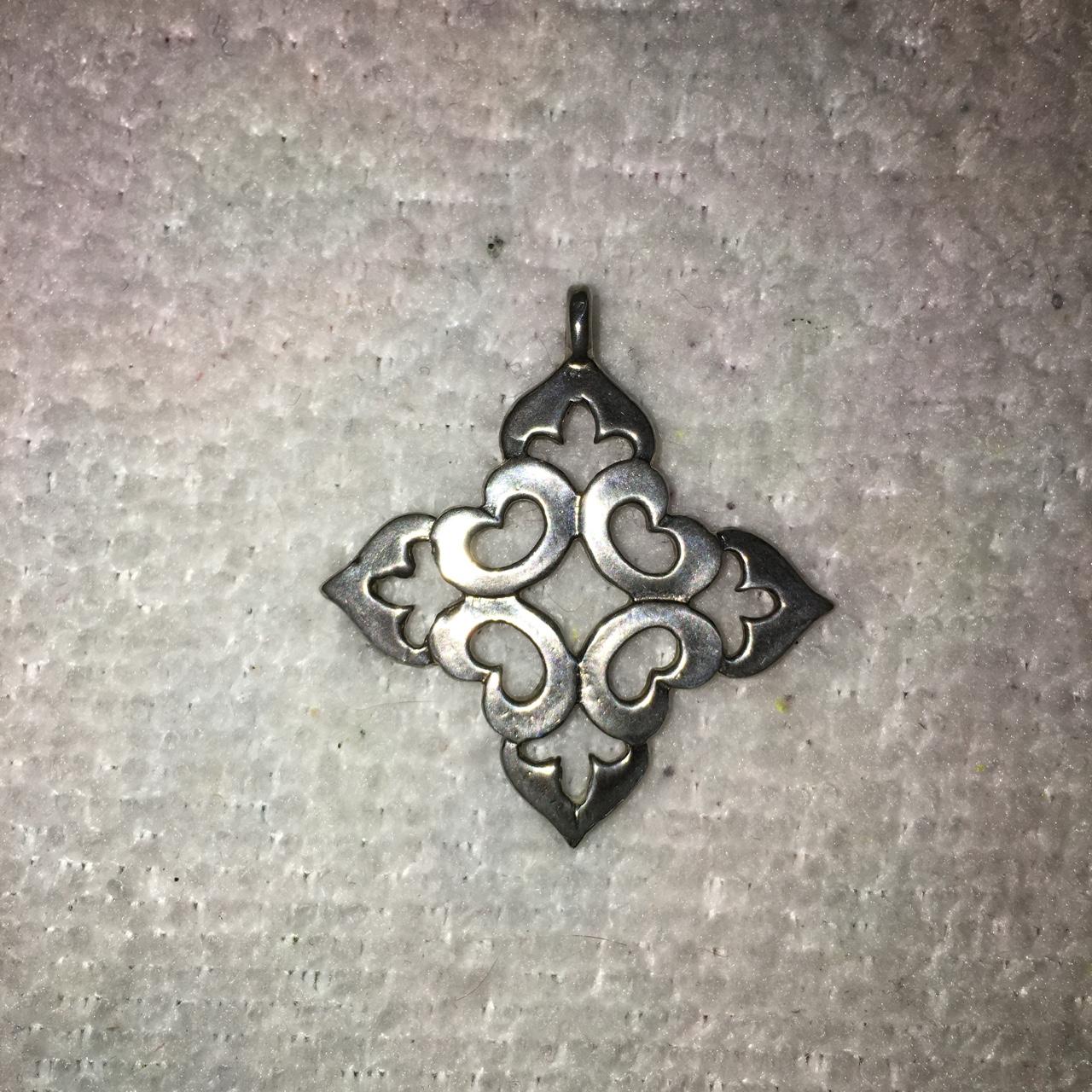 Sterling Silver Fleur De Lis Pointed Square Pendant