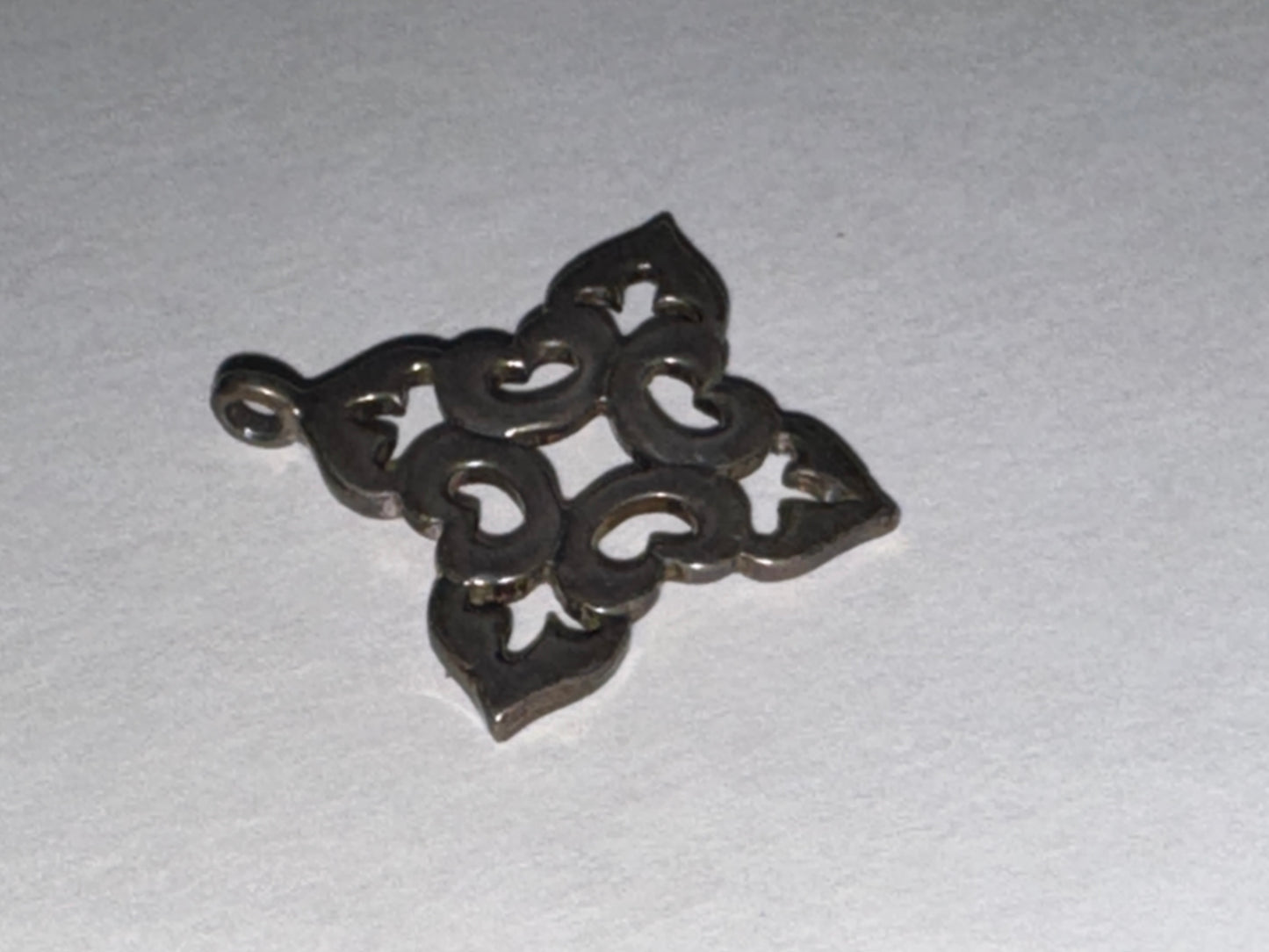 Sterling Silver Fleur De Lis Pointed Square Pendant