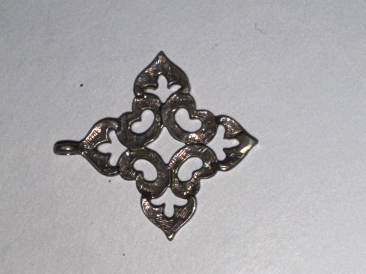 Sterling Silver Fleur De Lis Pointed Square Pendant