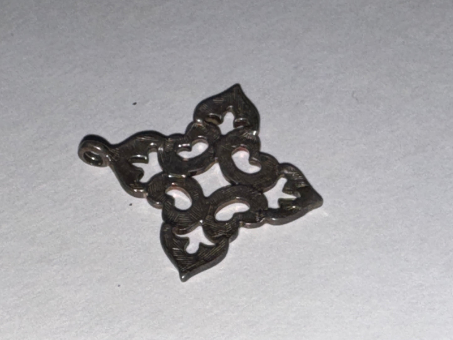 Sterling Silver Fleur De Lis Pointed Square Pendant