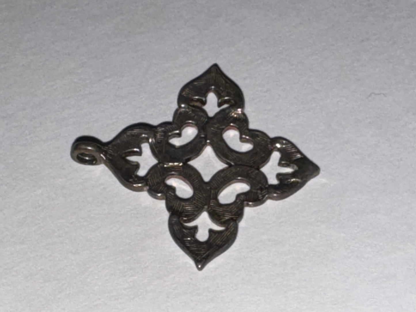 Sterling Silver Fleur De Lis Pointed Square Pendant