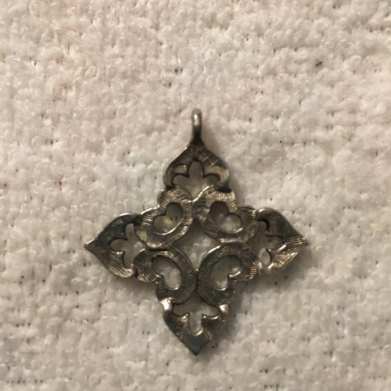 Sterling Silver Fleur De Lis Pointed Square Pendant
