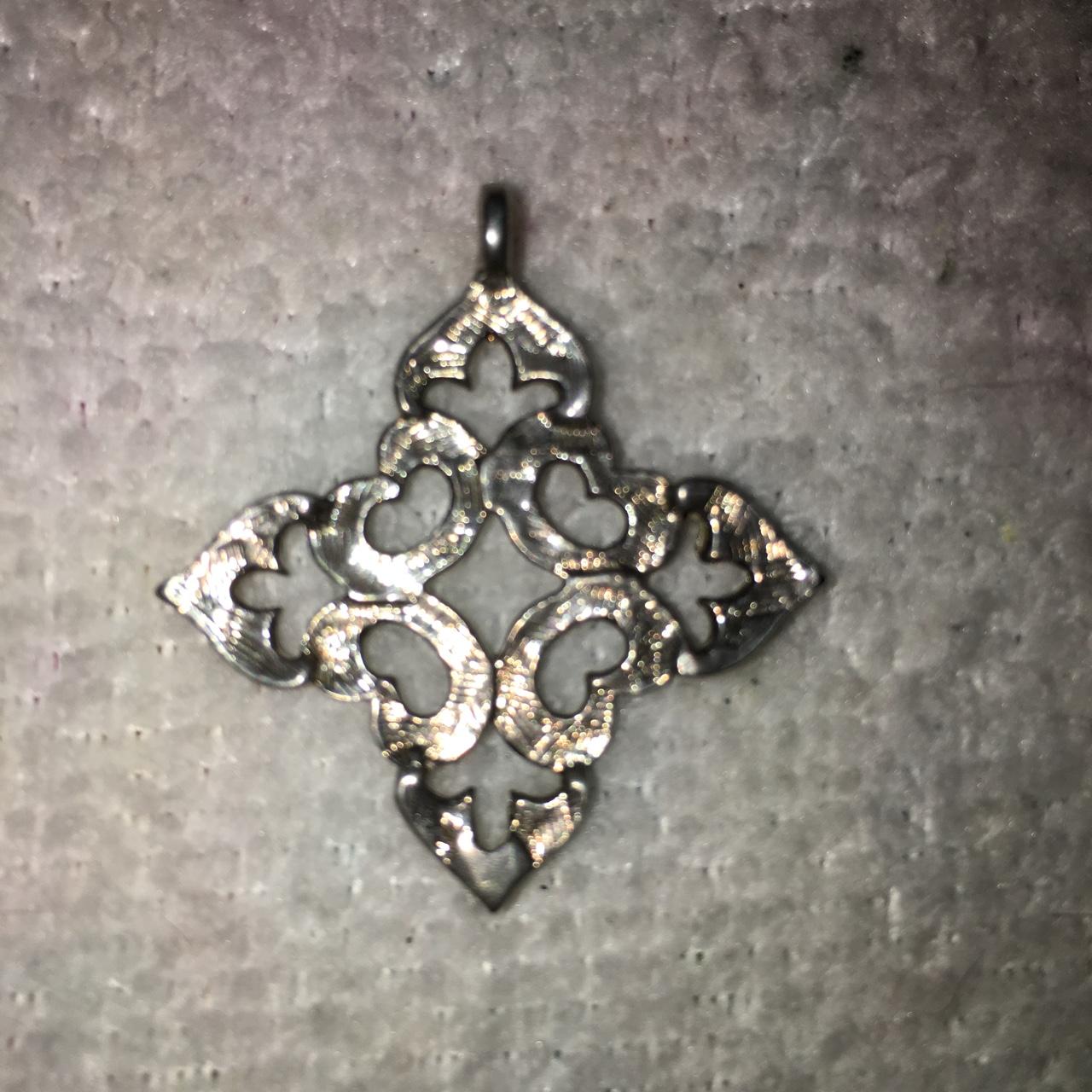Sterling Silver Fleur De Lis Pointed Square Pendant