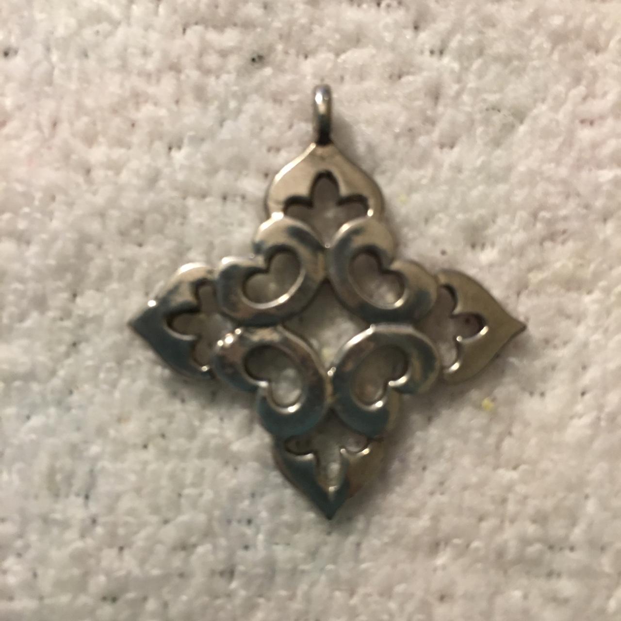 Sterling Silver Fleur De Lis Pointed Square Pendant